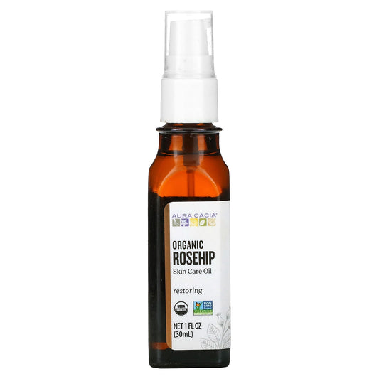 Organic Rosehip Oil for Skin and Hair by Aura Cacia - 1 fl oz - Image 1