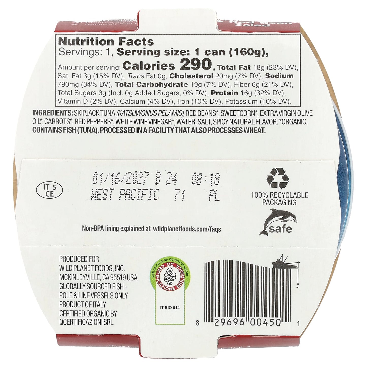 Wild Planet, Wild Tuna & Red Bean Salad, 5.6 oz (160 g) - Image 2