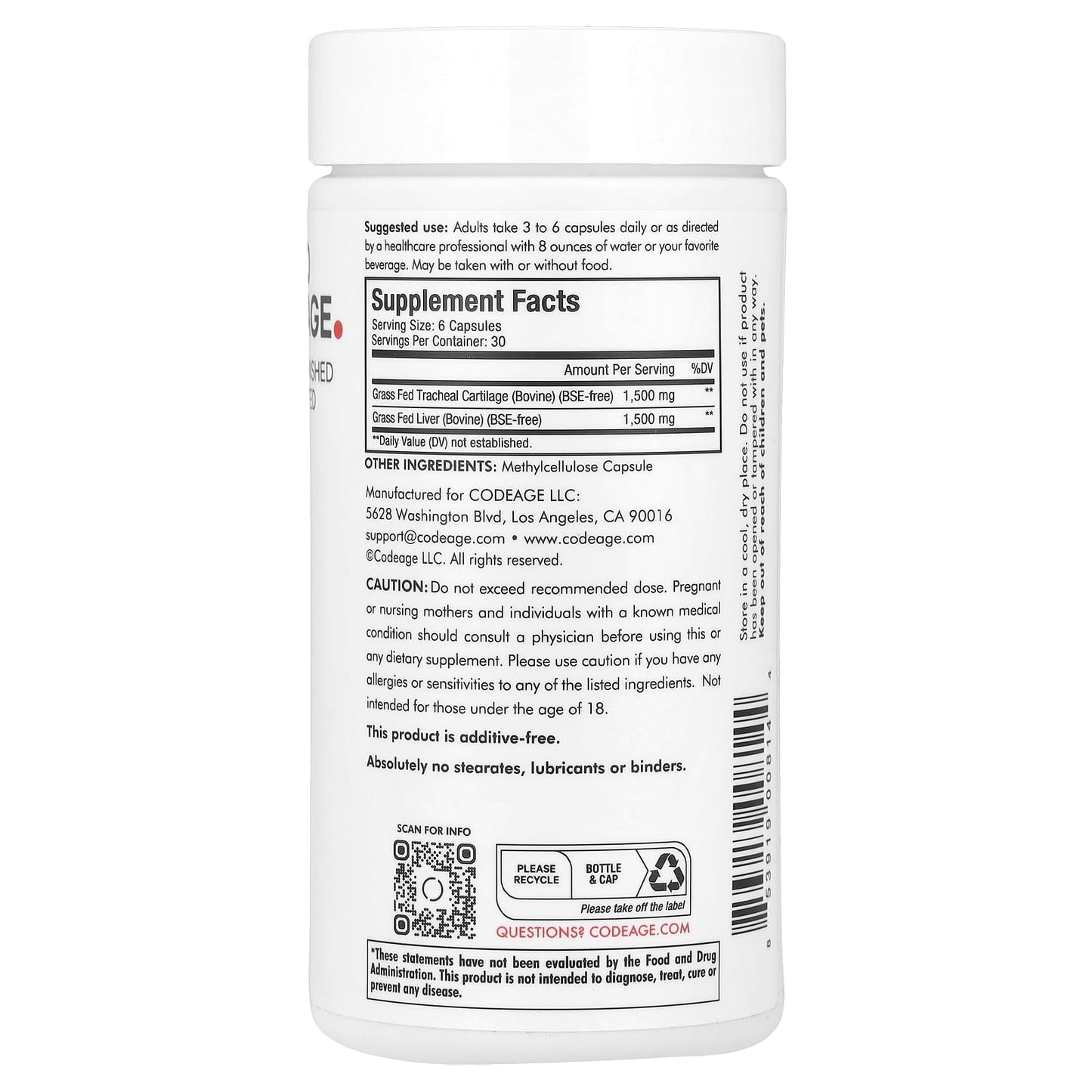 Codeage Grass Fed Beef Cartilage Supplement, 180 Capsules, Pasture Raised - Image 2