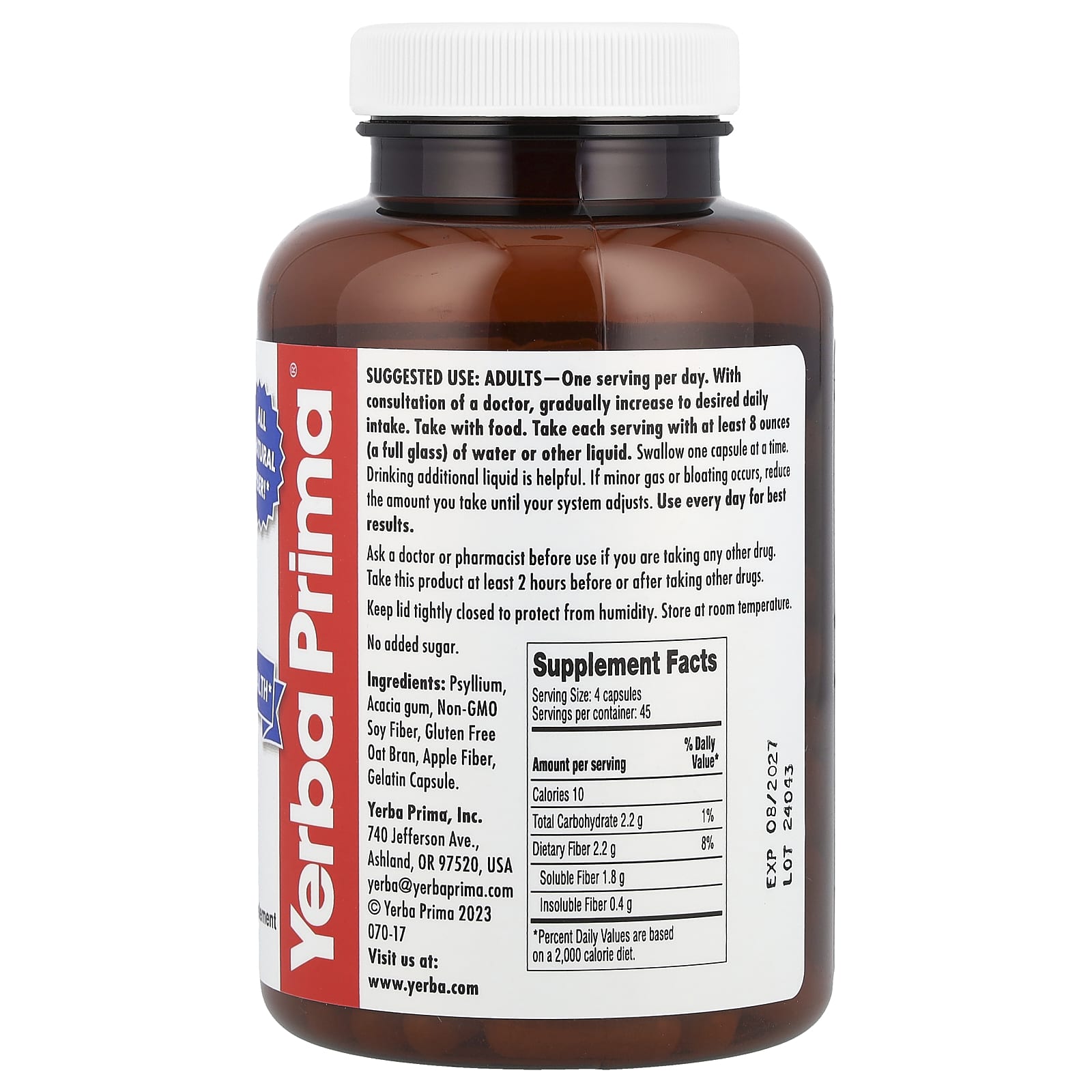 Yerba Prima, Daily Fiber Caps®, 180 Capsules - Image 2
