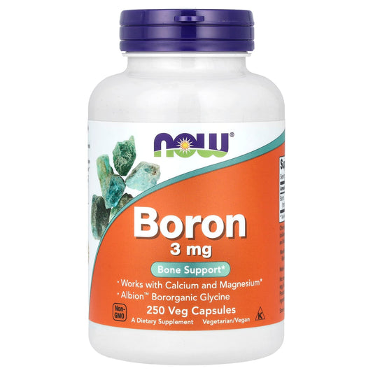 NOW Foods, Boron, 3 mg, 250 Veg Capsules - Image 1