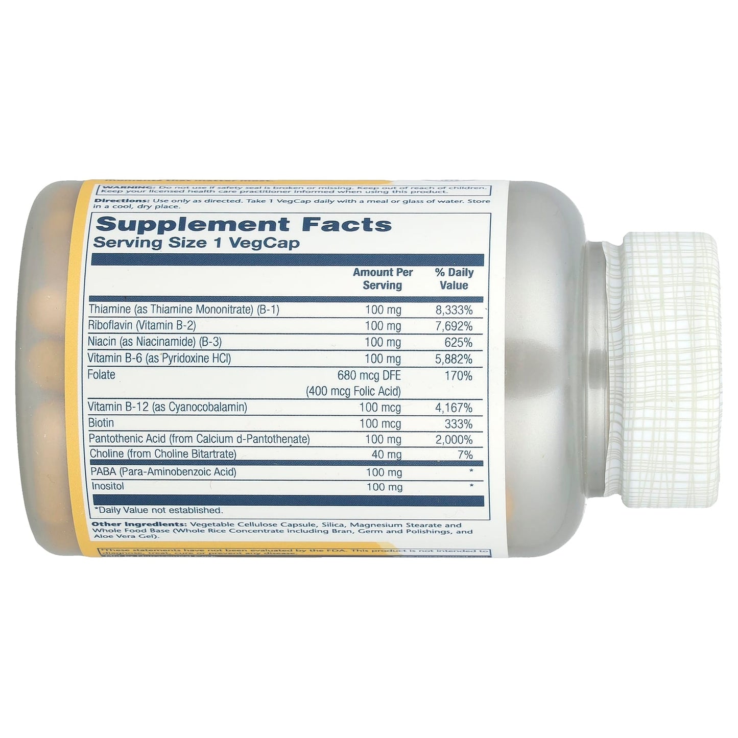 Solaray, Vitamin B-Complex 100, 100 VegCaps - Image 2