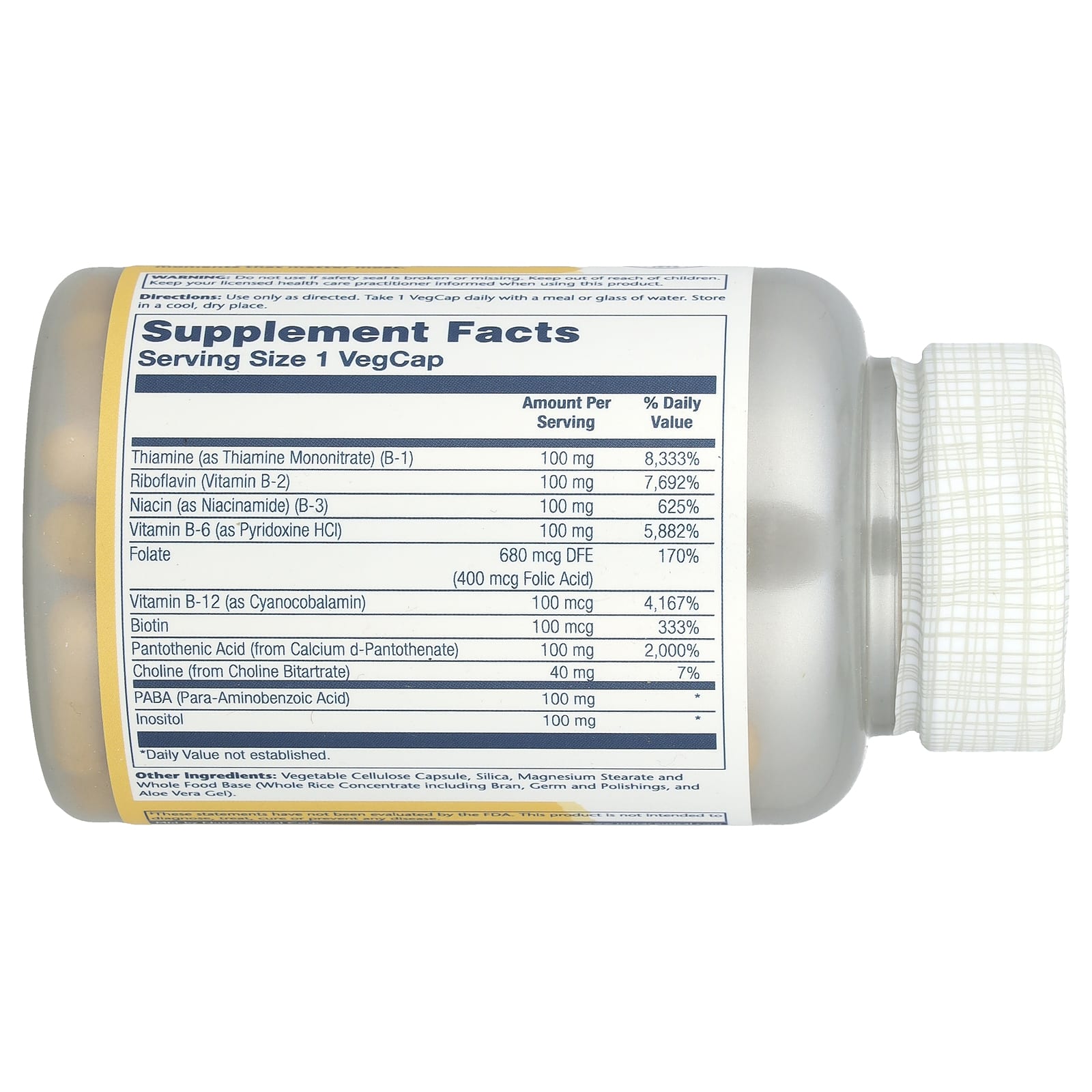 Solaray, Vitamin B-Complex 100, 100 VegCaps - Image 2