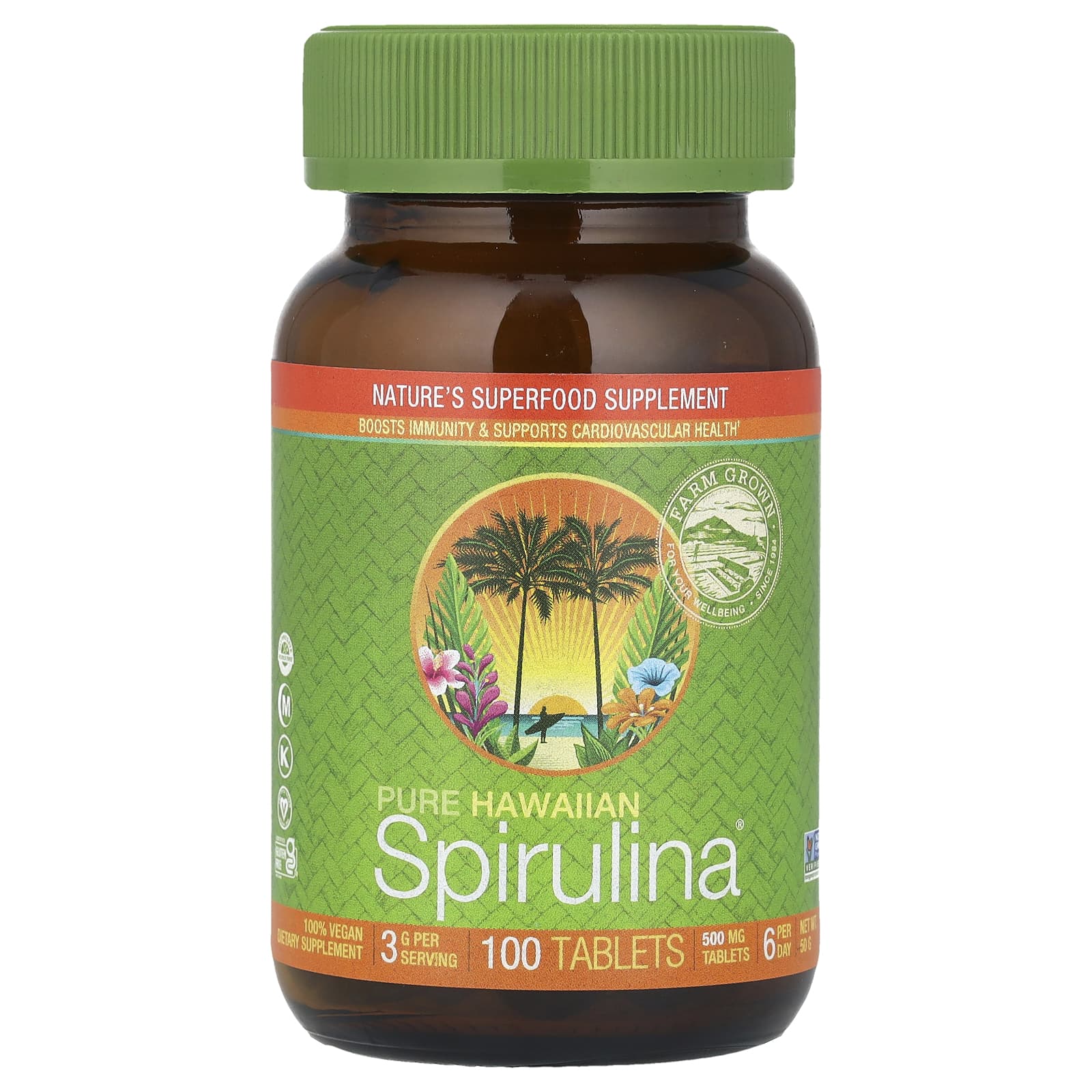 Nutrex Hawaii, Pure Hawaiian Spirulina®, 500 mg, 100 Tablets - Image 1