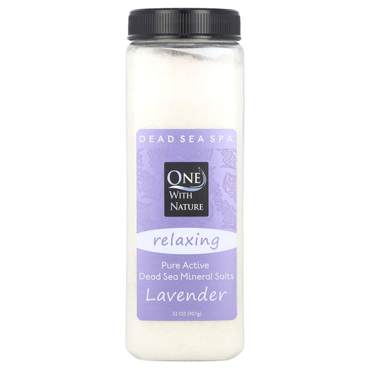 One with Nature, Dead Sea Spa, Mineral Salts, Relaxing, Lavender, 32 oz (907 g) - Image 1