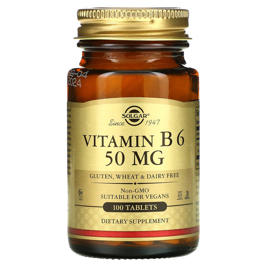 Solgar, Vitamin B6, 50 mg, 100 Tablets - Image 1