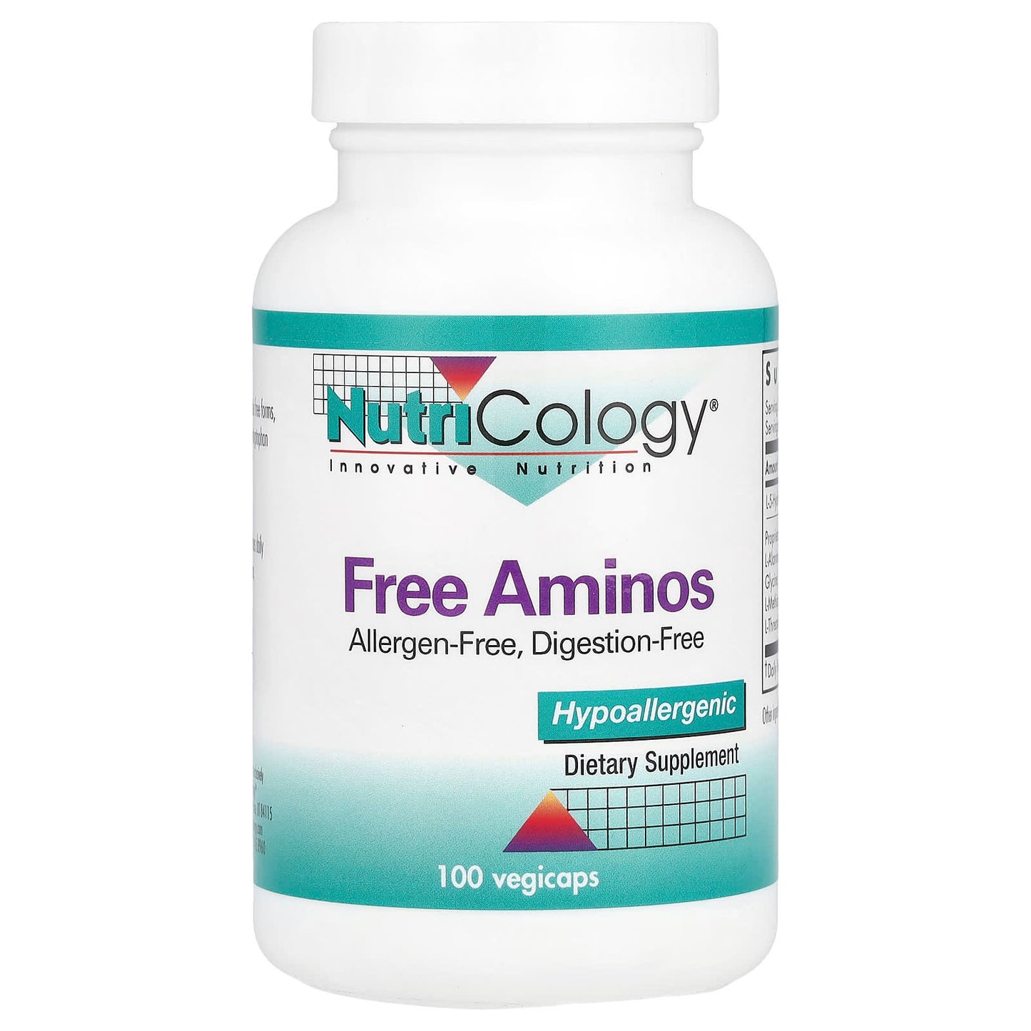 Nutricology, Free Aminos, 100 Vegicaps - Image 1