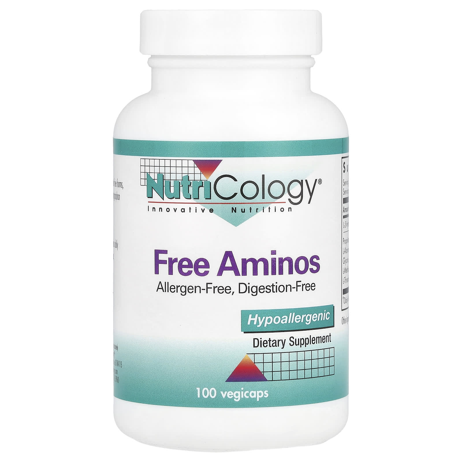 Nutricology, Free Aminos, 100 Vegicaps - Image 1