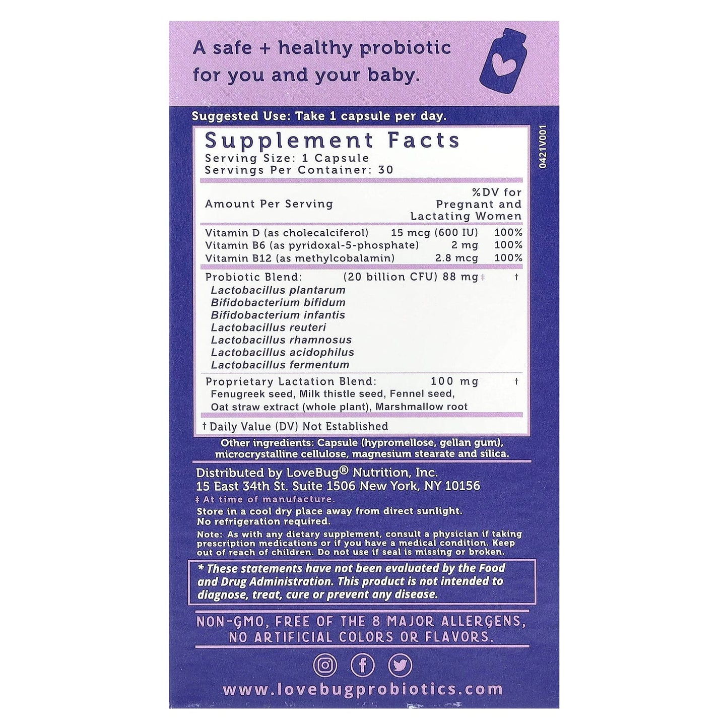 LoveBug Probiotics, Postnatal Probiotic, 20 Billion CFU, 30 Count - Image 2