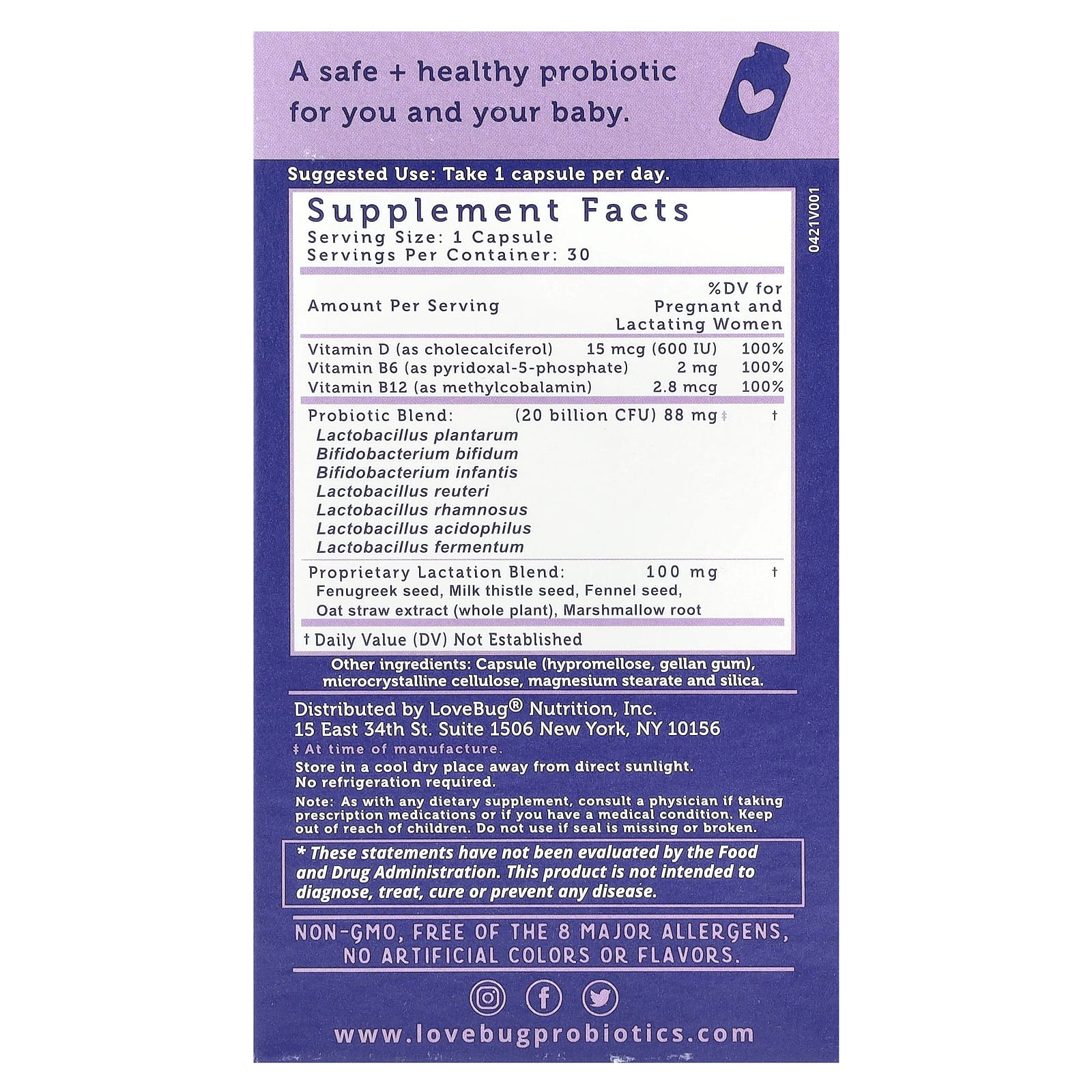 LoveBug Probiotics, Postnatal Probiotic, 20 Billion CFU, 30 Count - Image 2