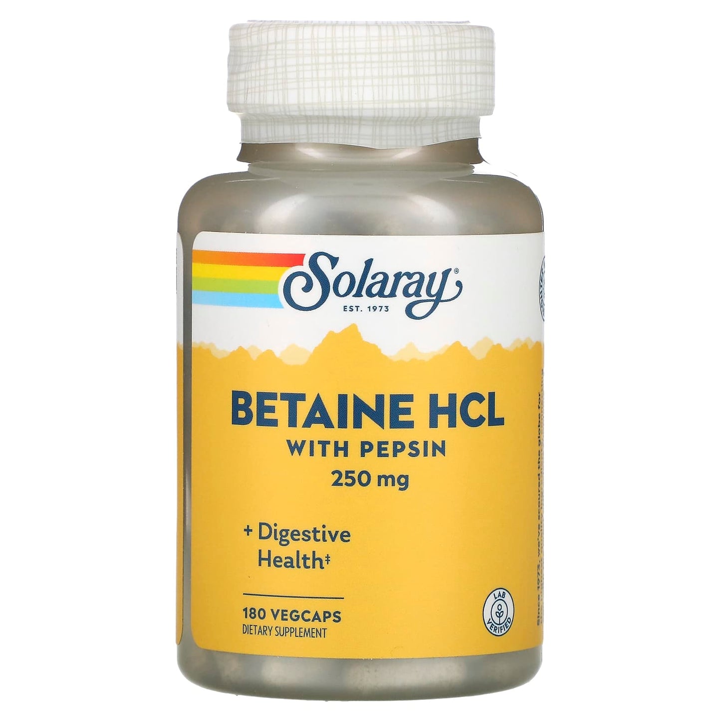 Solaray, Betaine HCL with Pepsin, 250 mg, 180 VegCaps - Image 1