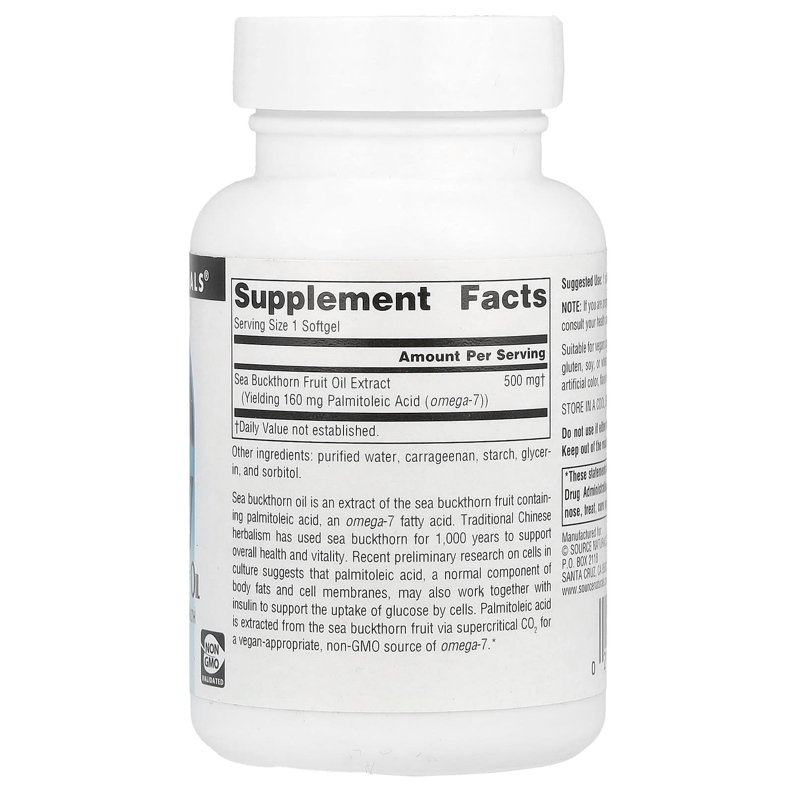 Source Naturals, Omega-7, Sea Buckthorn Fruit Oil, 60 Vegan Softgels - Image 2