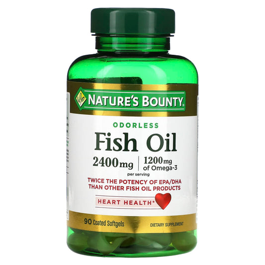 Nature's Bounty, Odorless Fish Oil, 90 Coated Softgels (1,200 mg per Softgel) - Image 1