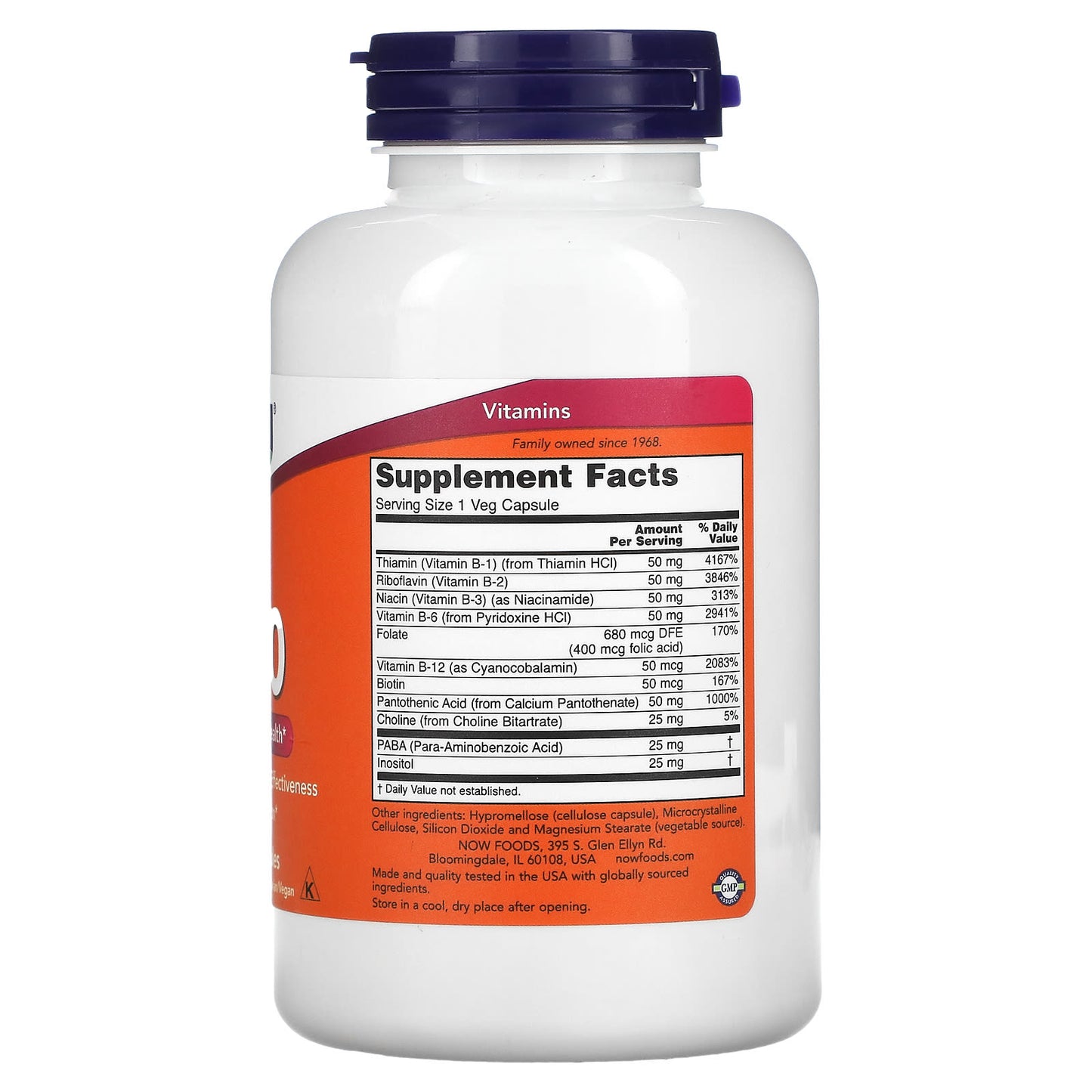 NOW Foods, B-50, 250 Veg Capsules - Image 2