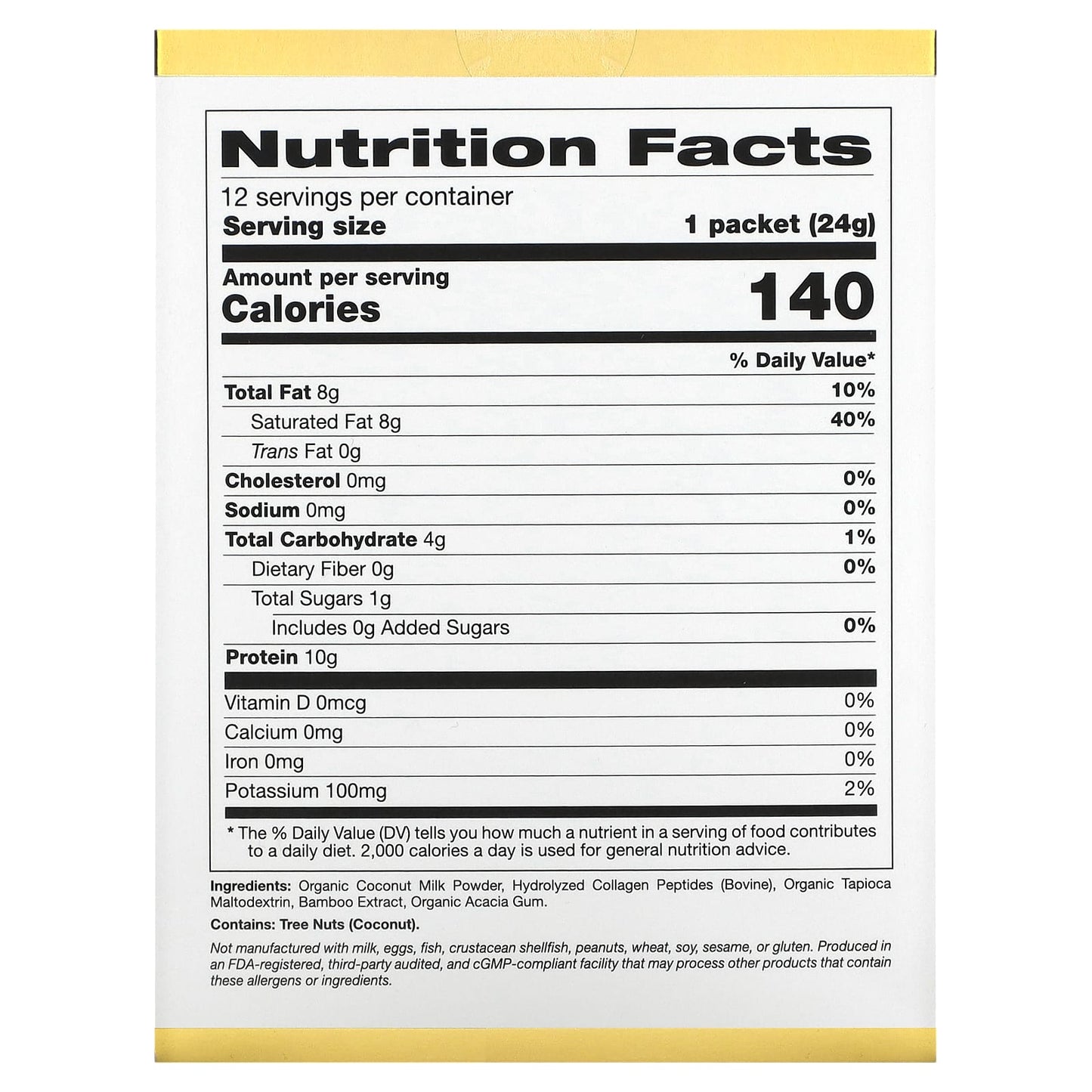 California Gold Nutrition Collagen Coconut Creamer - 12 Packets - Image 2