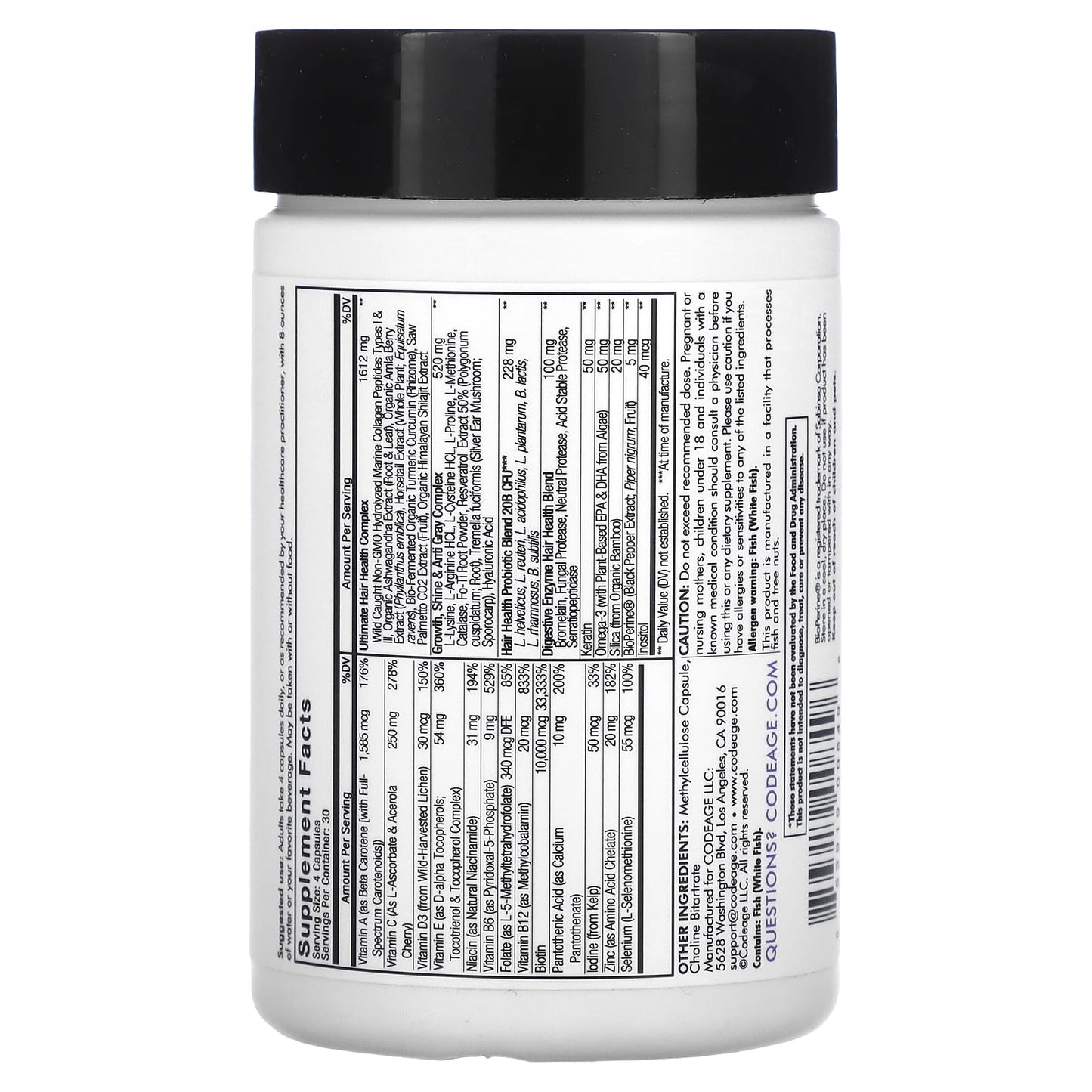 Codeage Hair Vitamins &amp; Capsules for Stronger Hair Growth - 120 Capsules - Image 2