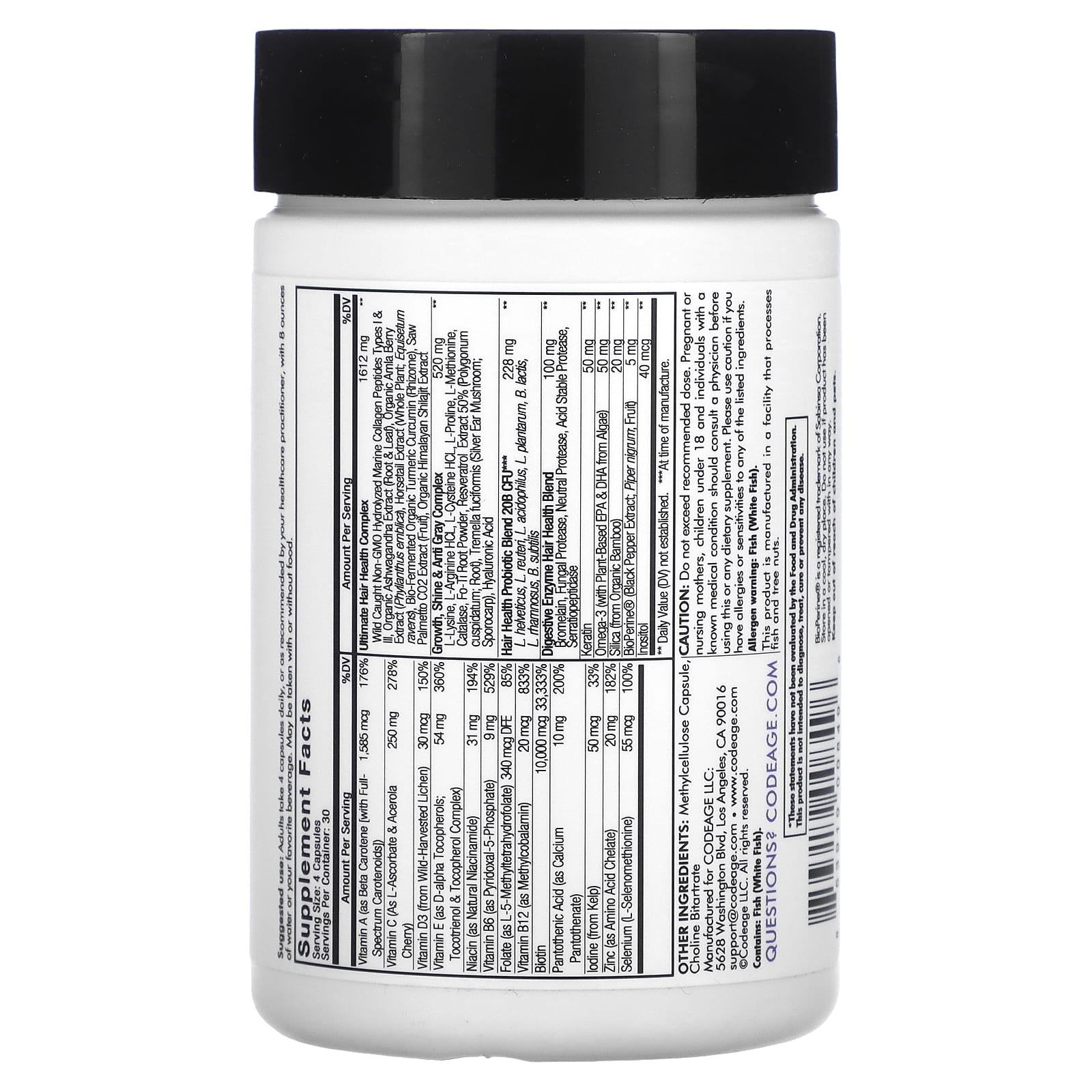 Codeage Hair Vitamins &amp; Capsules for Stronger Hair Growth - 120 Capsules - Image 2
