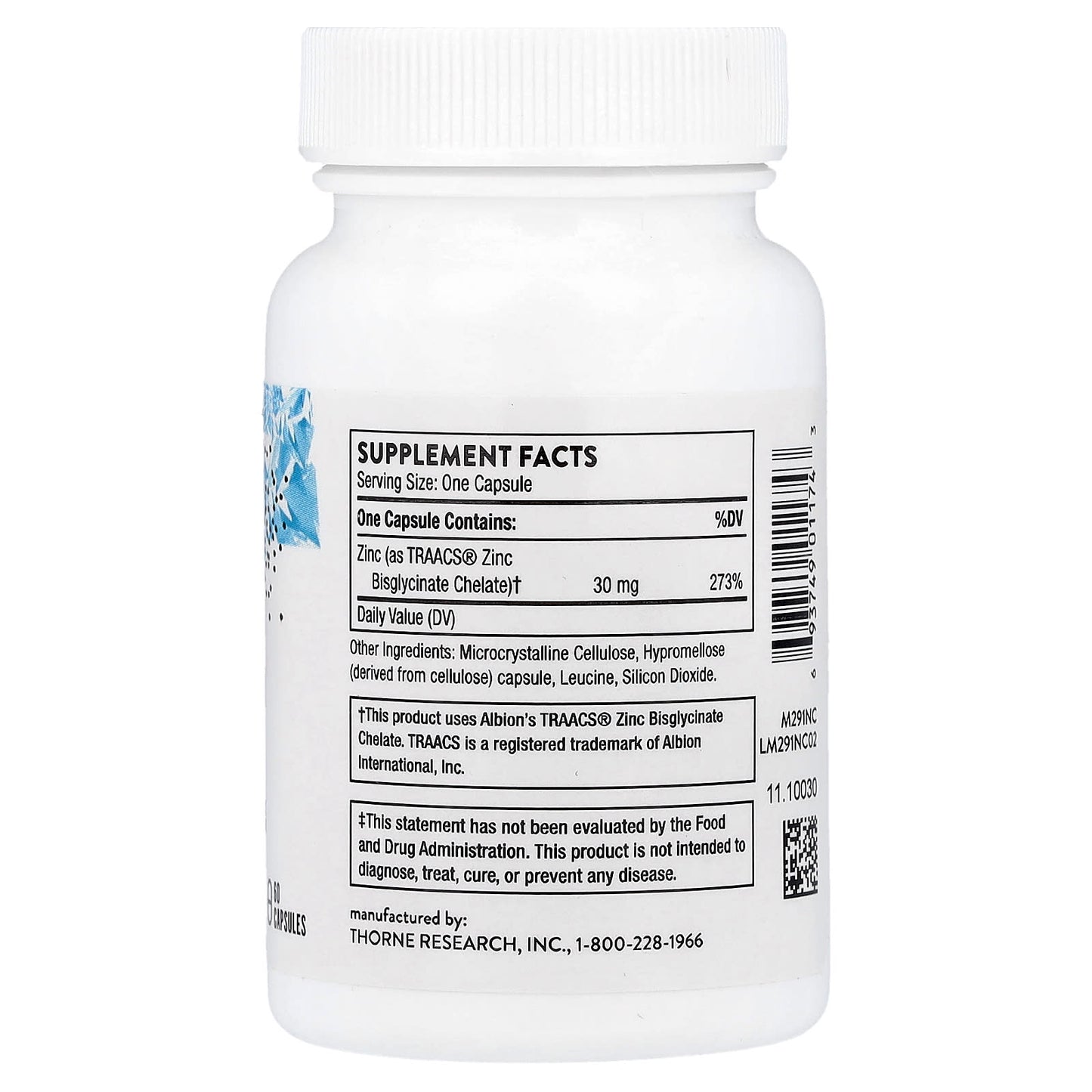 Thorne, Zinc Bisglycinate, 30 mg, 60 Capsules - Image 2