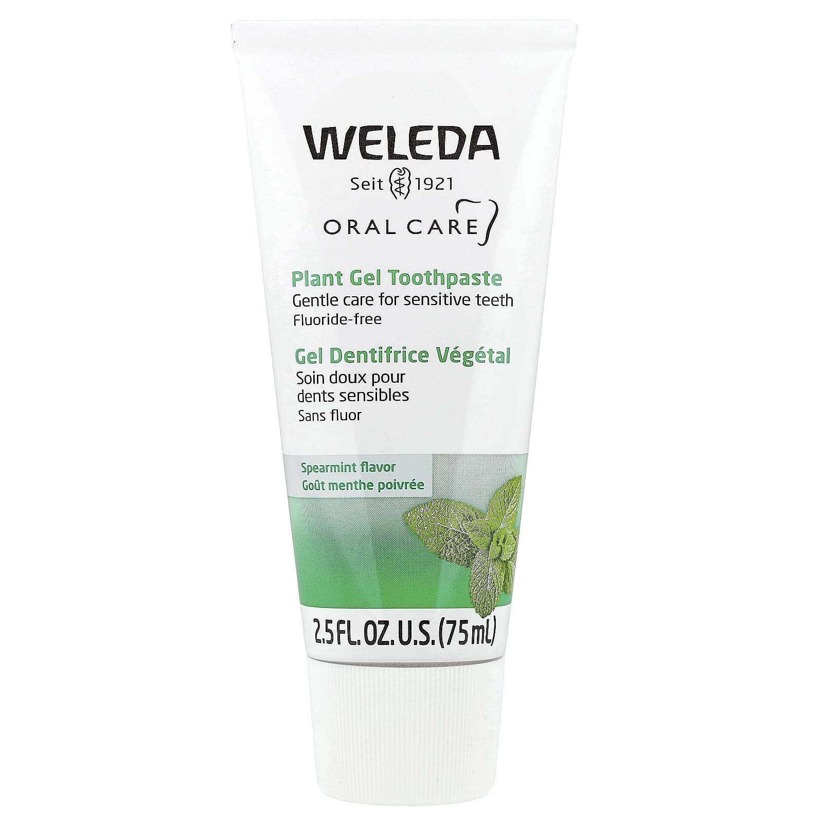 Weleda, Oral Care, Plant Gel Toothpaste, Fluoride Free, Spearmint, 2.5 fl oz (75 ml) - Image 1
