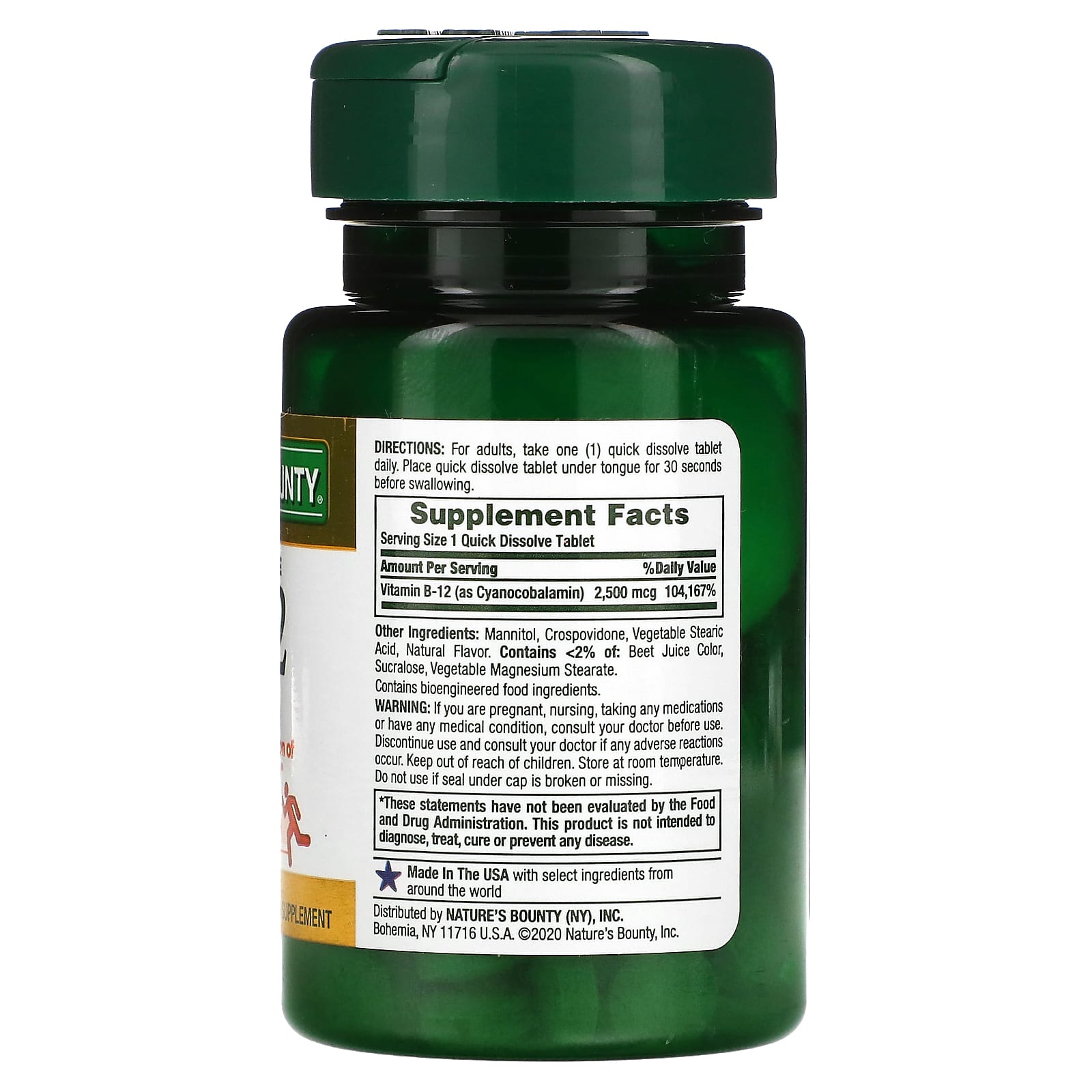 Nature's Bounty, B-12, Natural Cherry, 2,500 mcg, 75 Quick Dissolve Tablets - Image 2