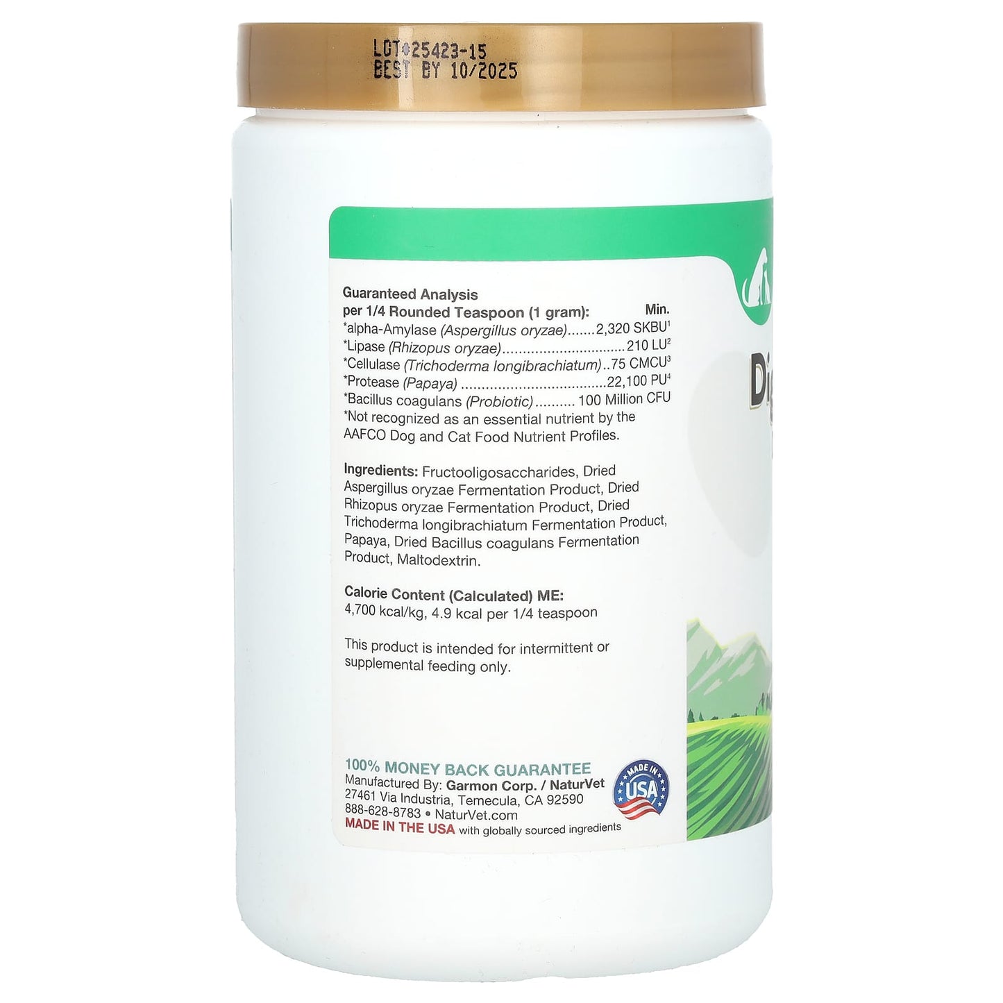 NaturVet, Digestive Enzymes, Daily Digestive Support + Pre & Probiotic Powder, For Dogs & Cats, 1 lb (454 g) - Image 2