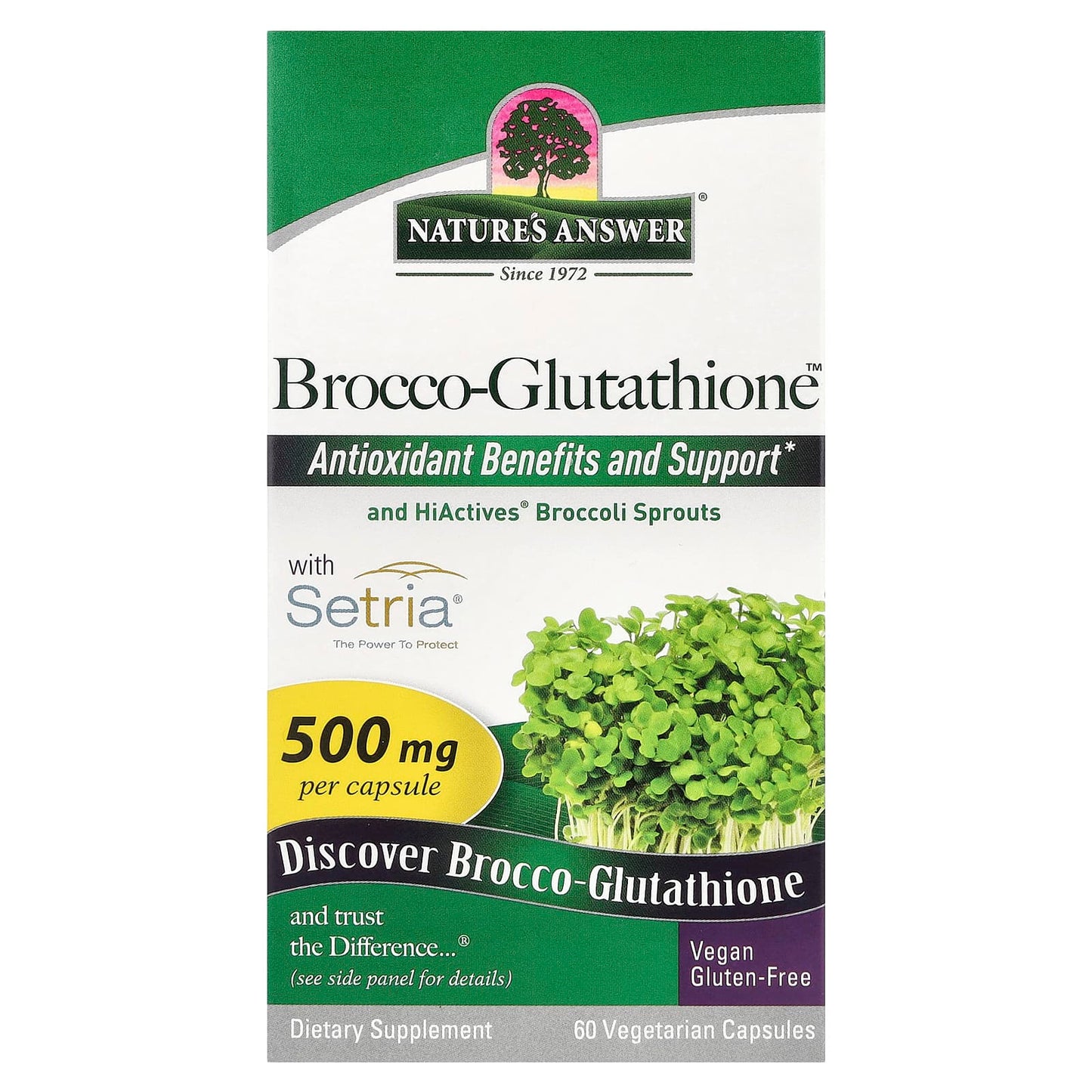 Nature's Answer, Brocco-Glutathione, 500 mg, 60 Vegetarian Capsules - Image 1