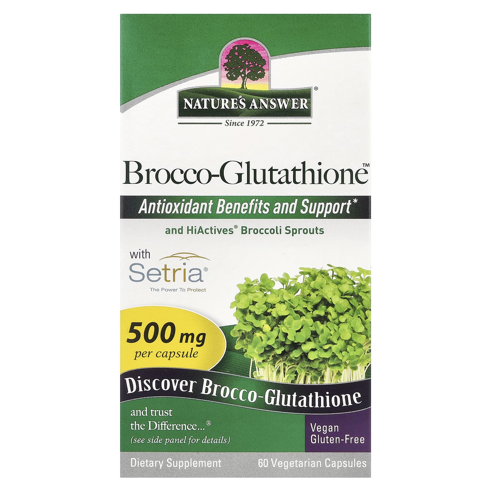 Nature's Answer, Brocco-Glutathione, 500 mg, 60 Vegetarian Capsules - Image 1