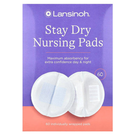 Lansinoh, Stay Dry Nursing Pads, 60 Individually Wrapped Pads - Image 1