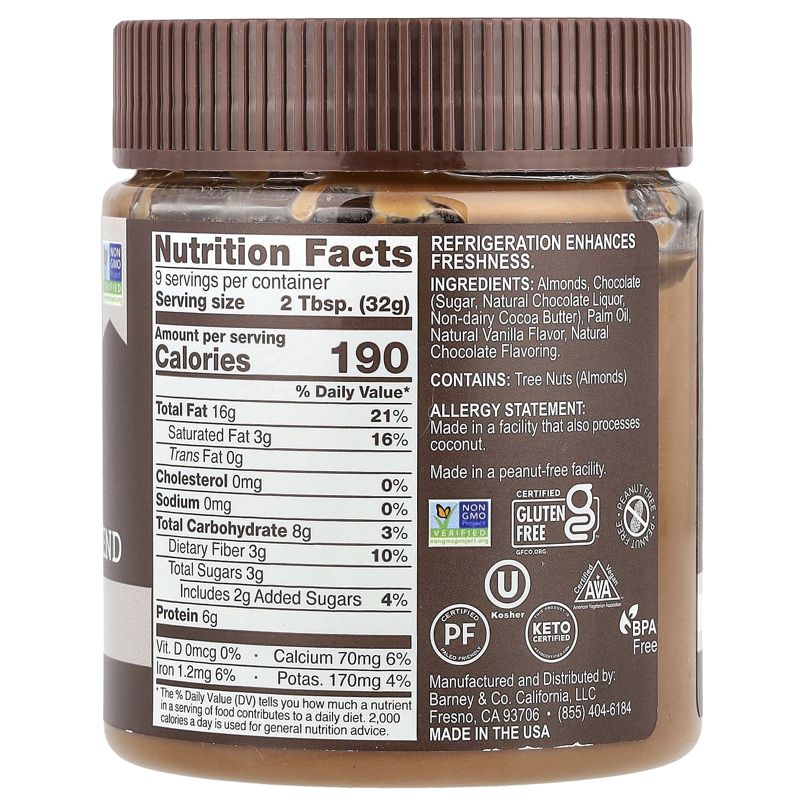 Barney Butter Almond Butter Blend, Chocolate, 10 oz (284g) - Keto, Vegan, Paleo Friendly - Image 2