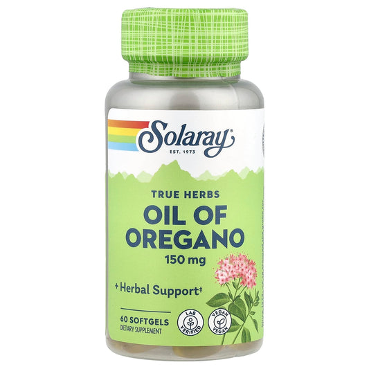 Solaray, True Herbs, Oil of Oregano, 150 mg, 60 Softgels - Image 1