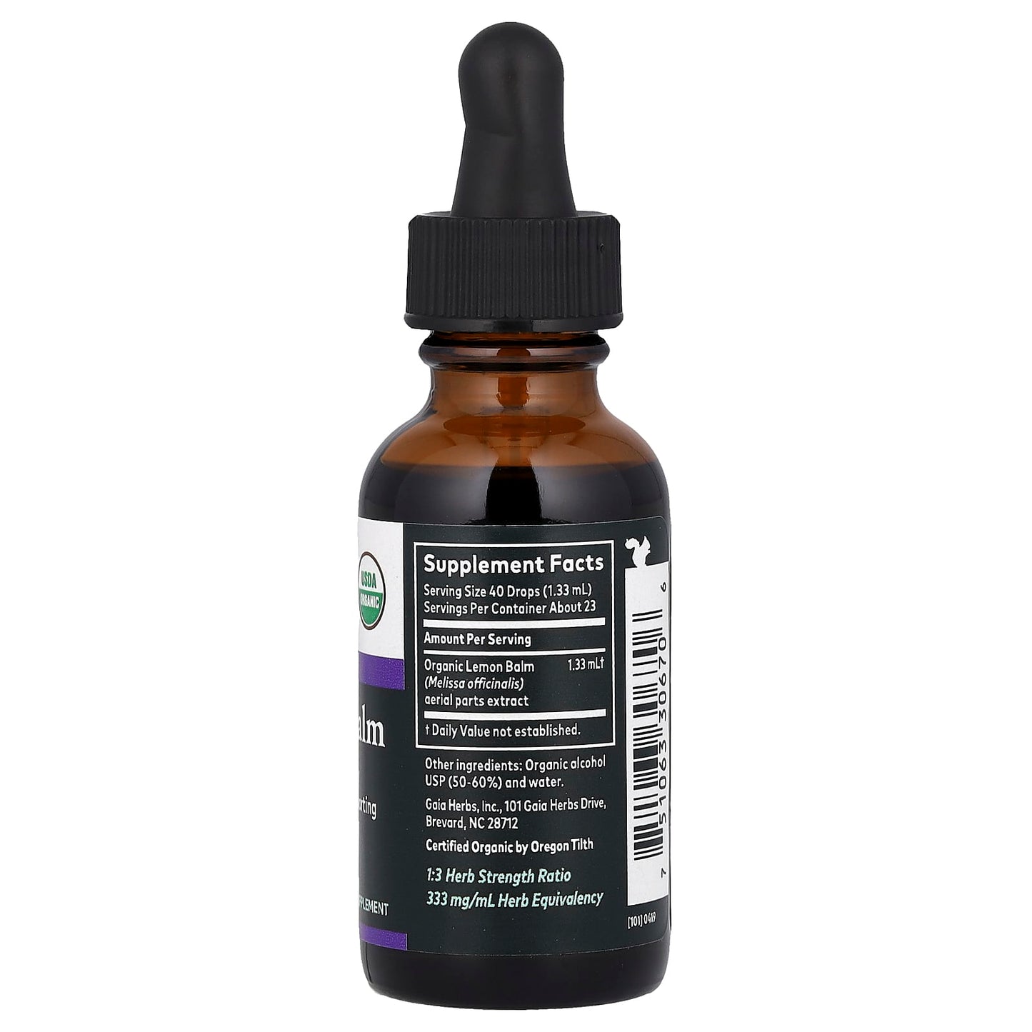 USDA Organic Lemon Balm Supplement for Stress Relief by Gaia Herbs, 30ml - Image 2