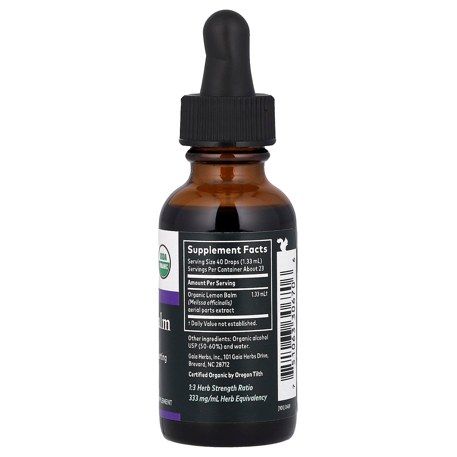 USDA Organic Lemon Balm Supplement for Stress Relief by Gaia Herbs, 30ml - Image 2