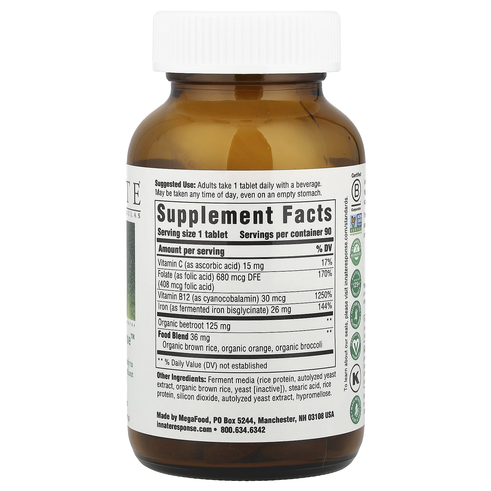 Iron Response Formula by Innate Response, 90 Tablets for Iron Levels - Image 2