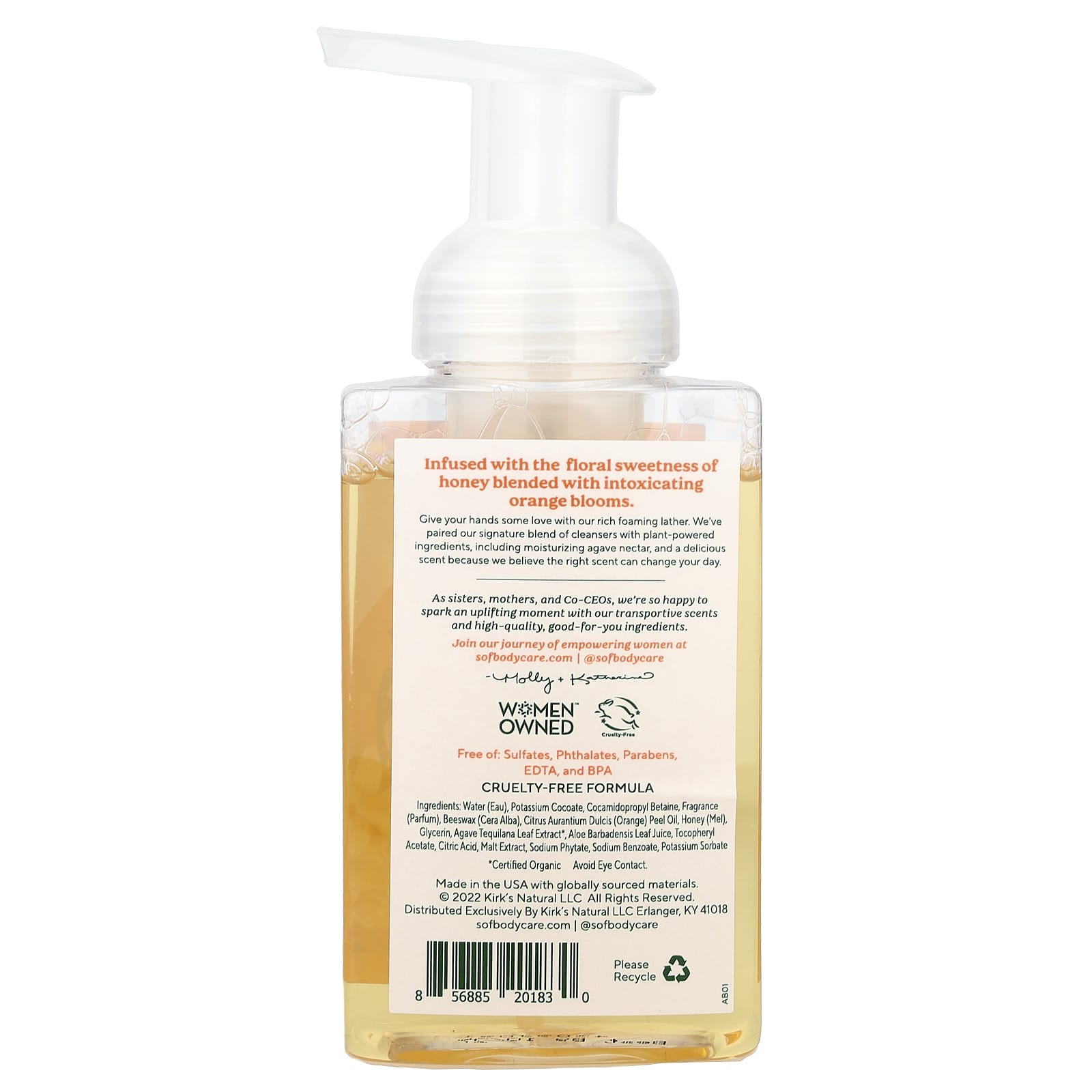 SoF, Hydrating Foaming Hand Wash with Agave Nectar, Orange Blossom & Honey, 8 fl oz (236 ml) - Image 2