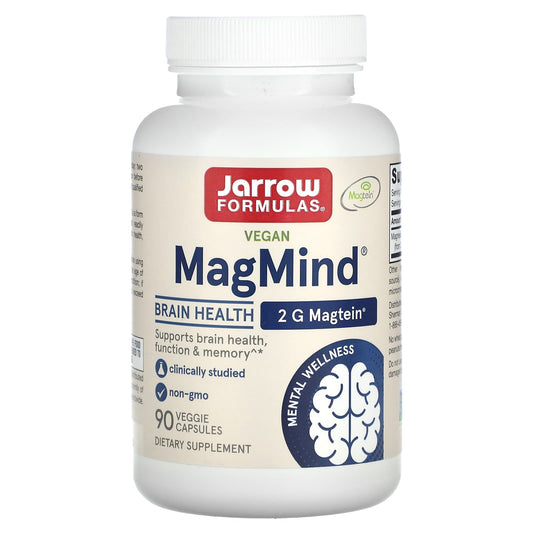 Jarrow Formulas, Vegan MagMind, Brain Health, 90 Veggie Capsules (48 mg per Capsule)