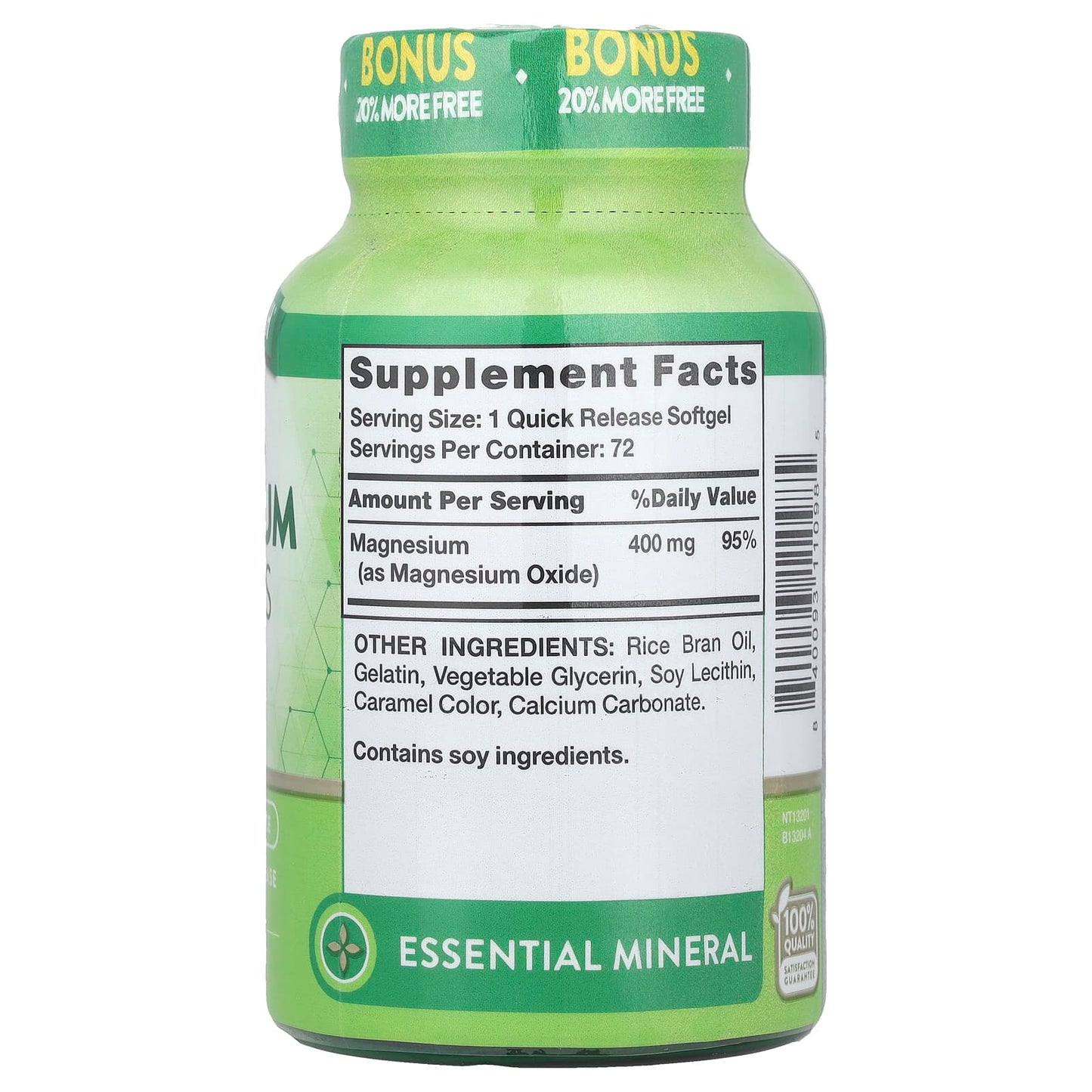 Nature's Truth, Magnesium, Extra Strength , 400 mg, 72 Quick Release Softgels - Image 2