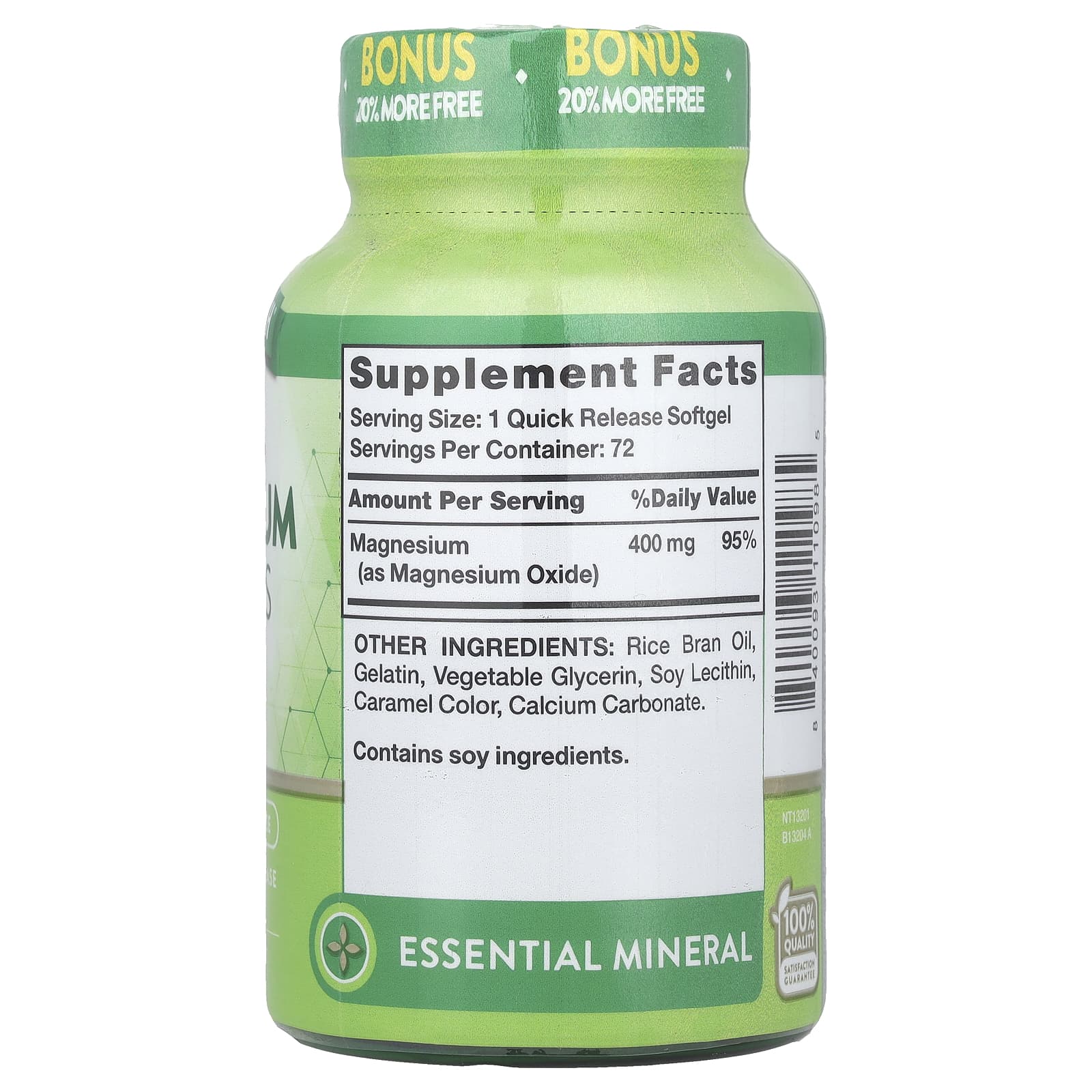 Nature's Truth, Magnesium, Extra Strength , 400 mg, 72 Quick Release Softgels - Image 2