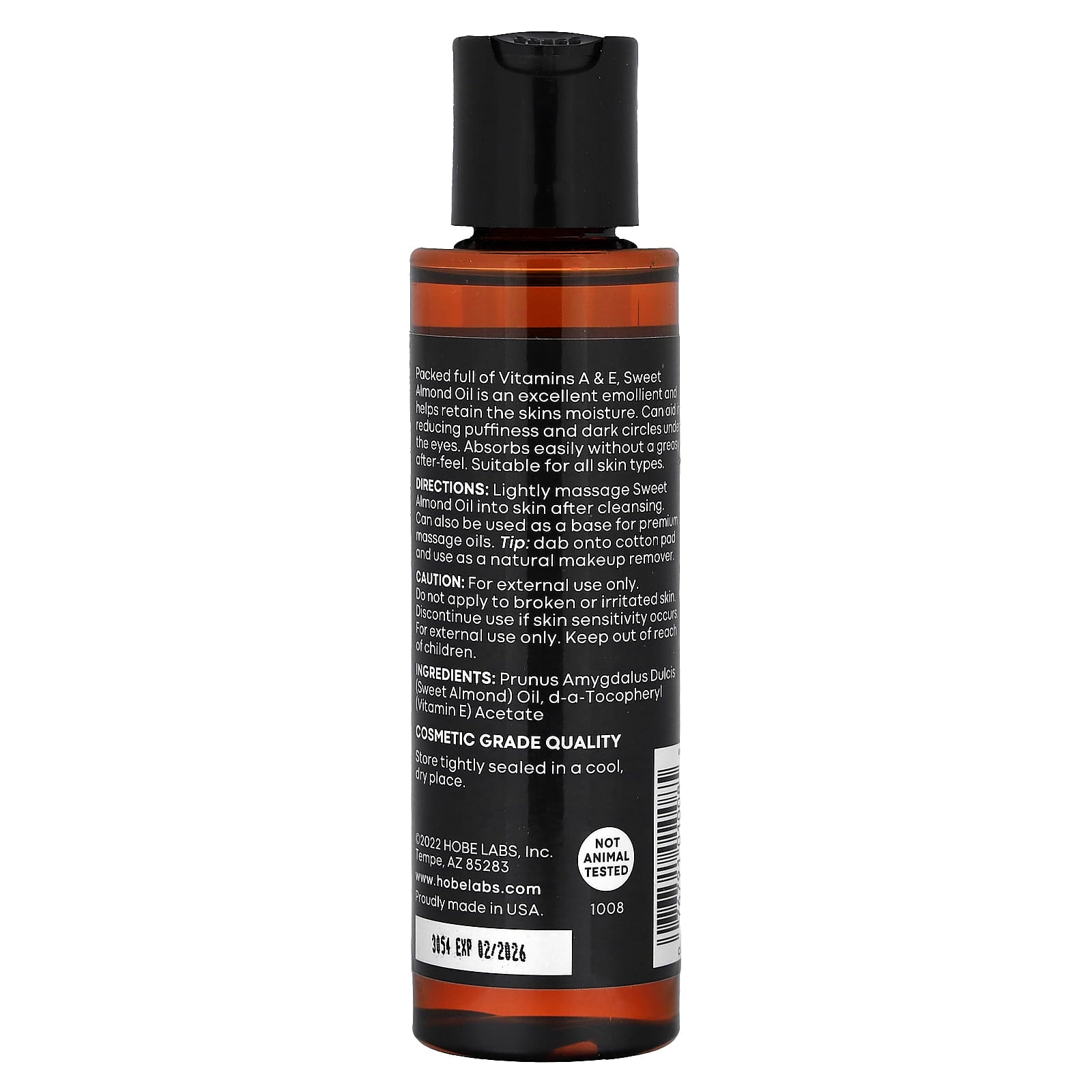 Sweet Almond Oil for Beautiful Skin & Hair by Hobe Labs, 4 fl oz - Image 2