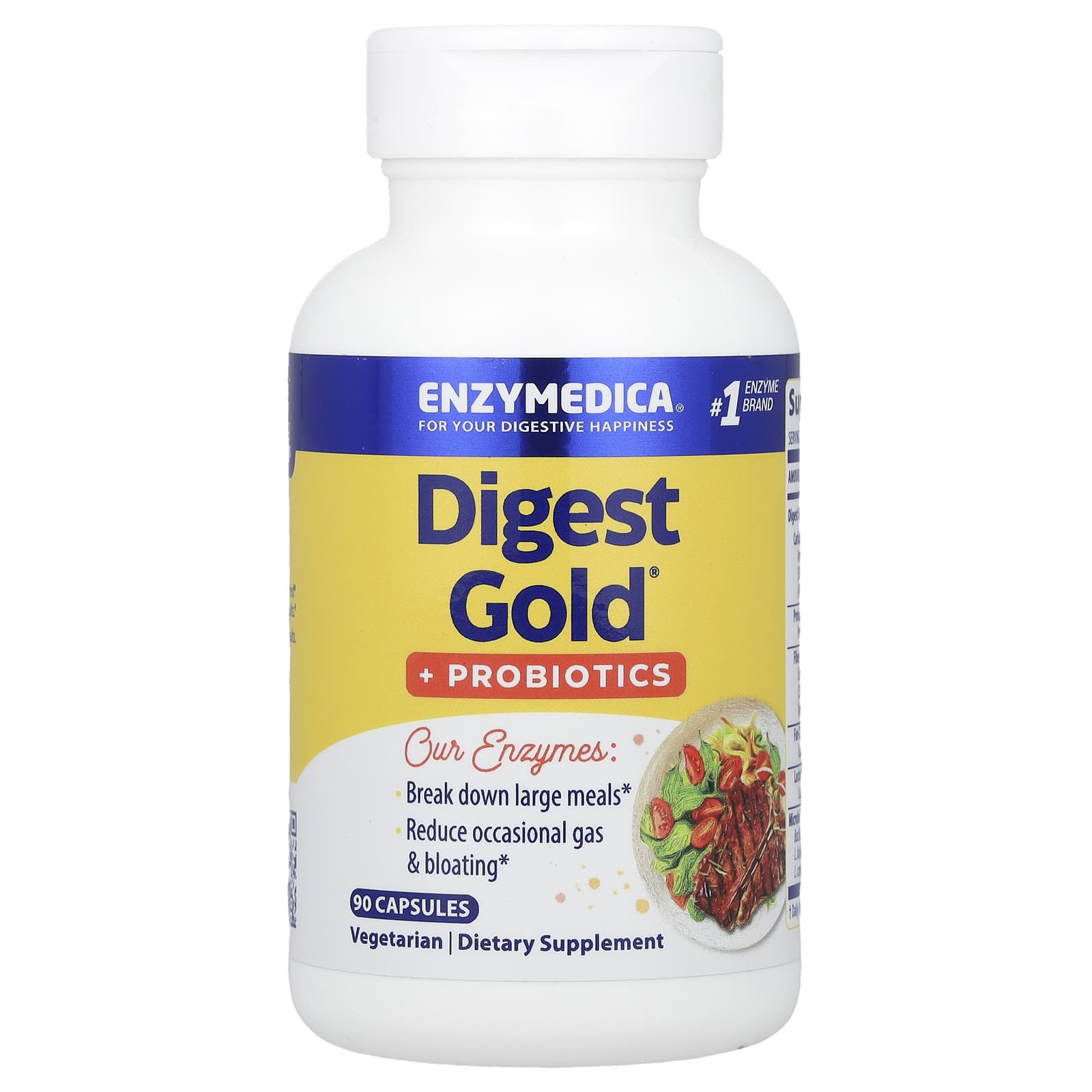 Unlock Digestive Happiness with Enzymedica's Digest Gold + Probiotics, 90 Capsules - Image 1