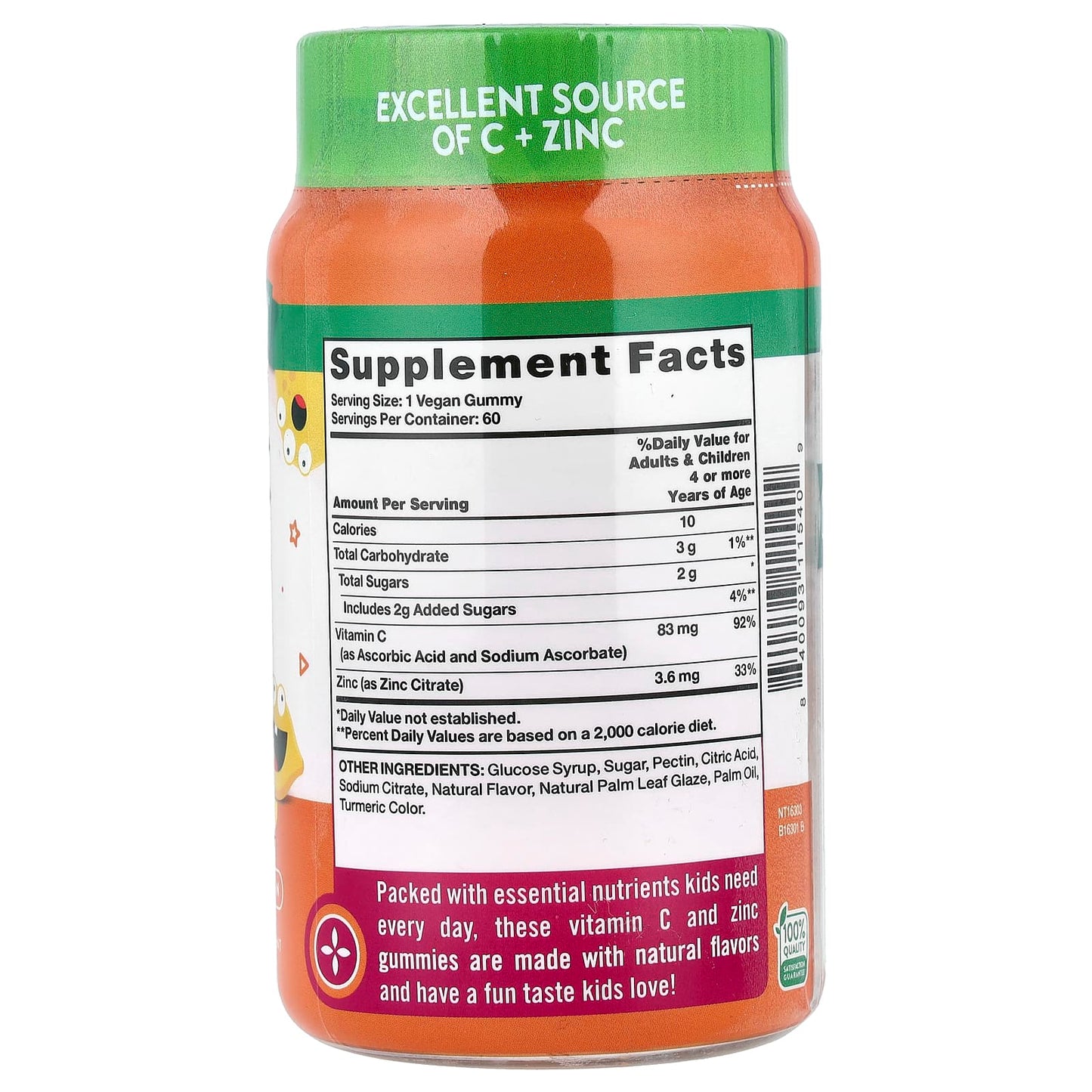 Nature's Truth, Just 4 Kids, Vitamin C + Zinc Gummies, Natural Lemon-Licious, 60 Gummies - Image 2