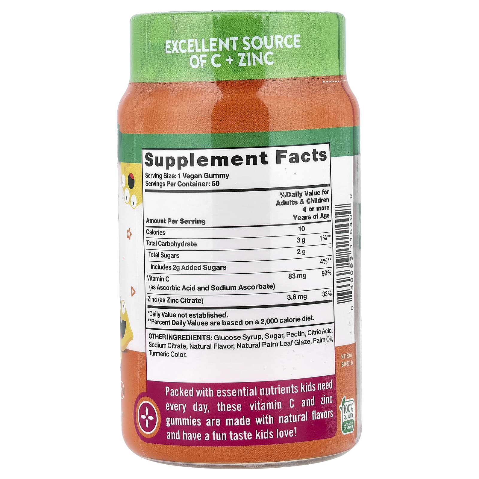 Nature's Truth, Just 4 Kids, Vitamin C + Zinc Gummies, Natural Lemon-Licious, 60 Gummies - Image 2