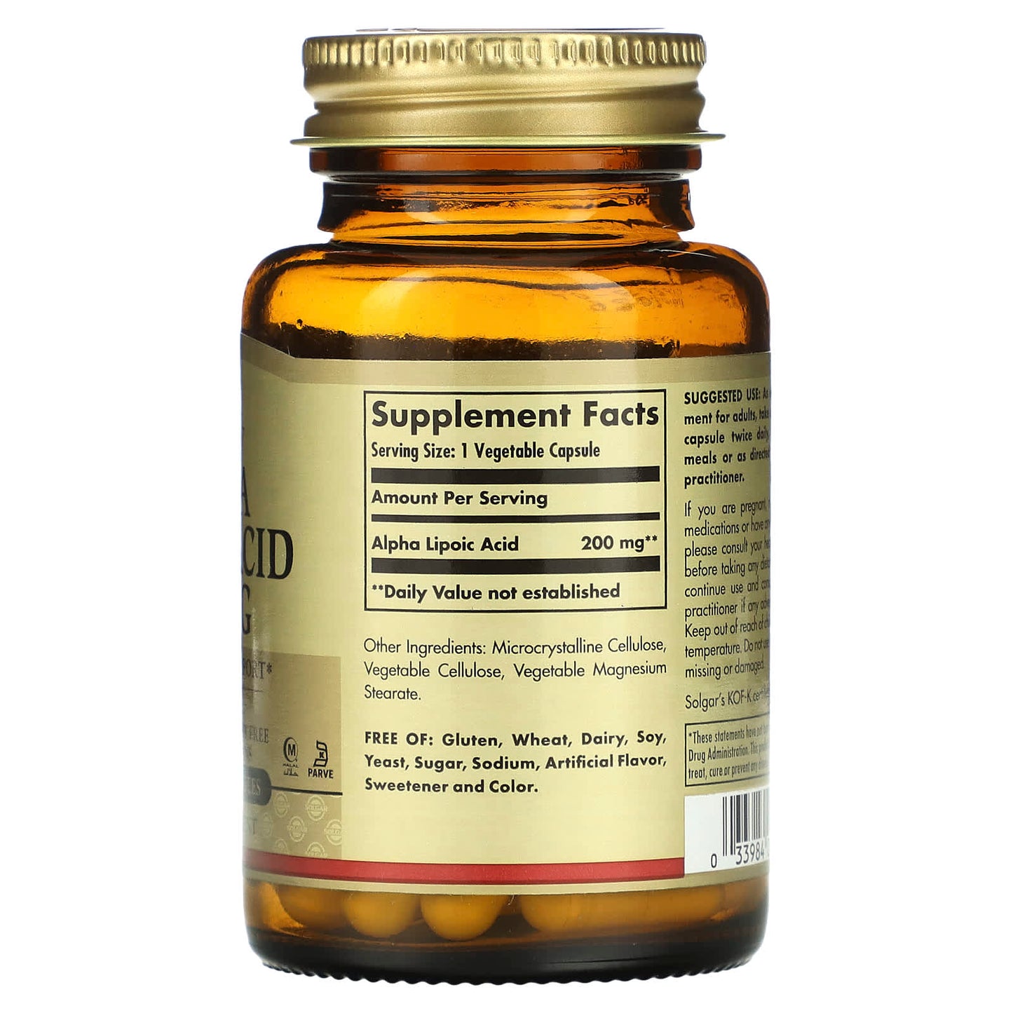 Solgar, Alpha Lipoic Acid, 200 mg, 50 Vegetable Capsules