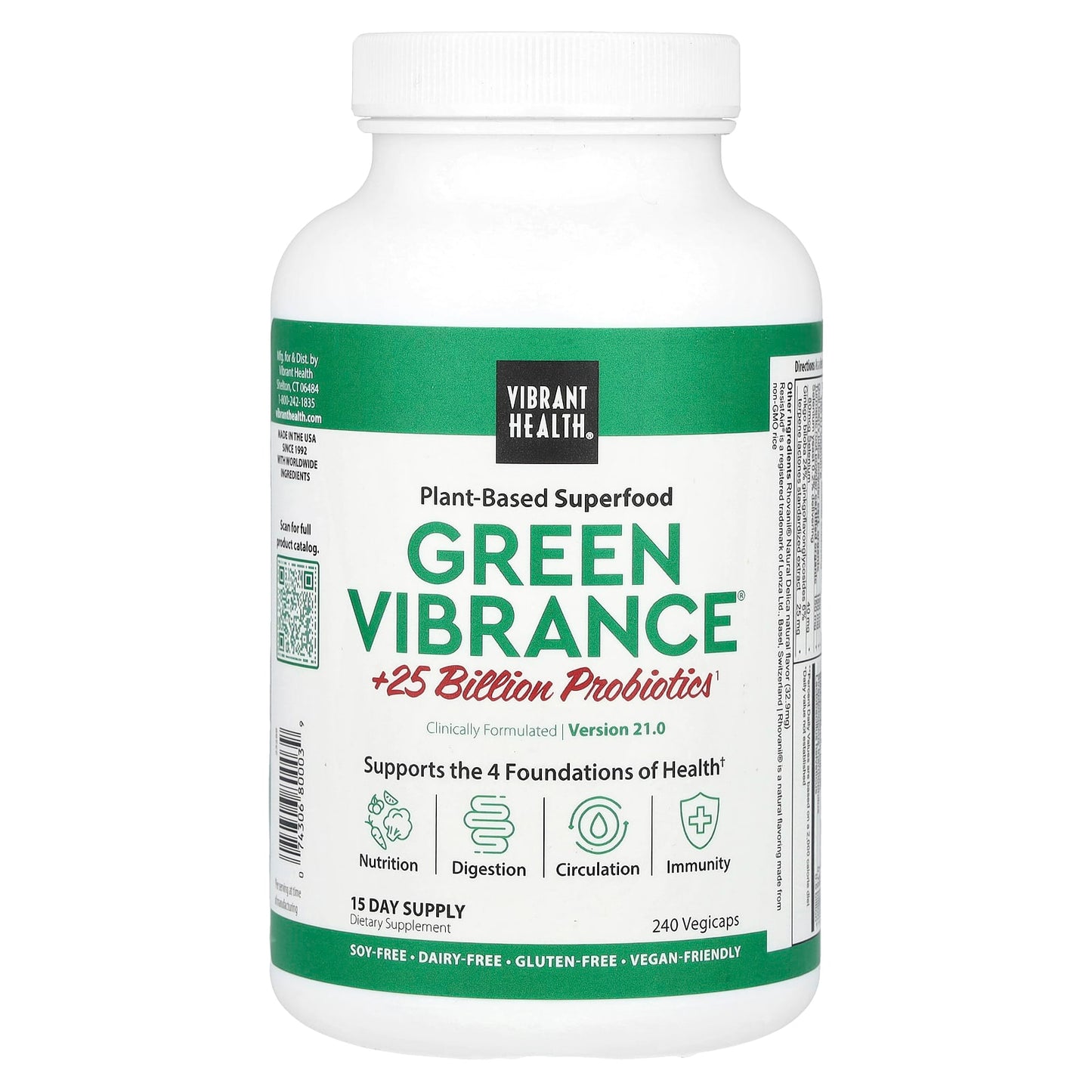 Vibrant Health, Green Vibrance, Version 21.0, 240 Vegicaps - Image 1