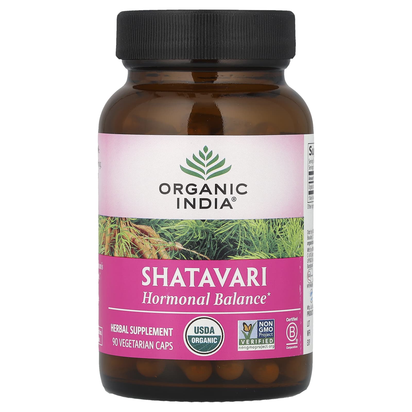 Organic India, Shatavari, 90 Vegetarian Caps (400 mg per Capsule) - Image 1
