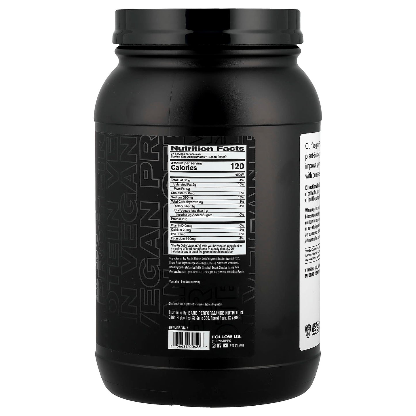 BPN Vanilla Vegan Protein Powder, 1 lb 11.9 oz (791g) - Image 2