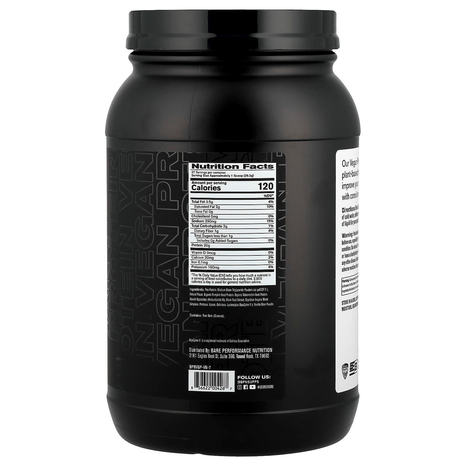 BPN Vanilla Vegan Protein Powder, 1 lb 11.9 oz (791g) - Image 2