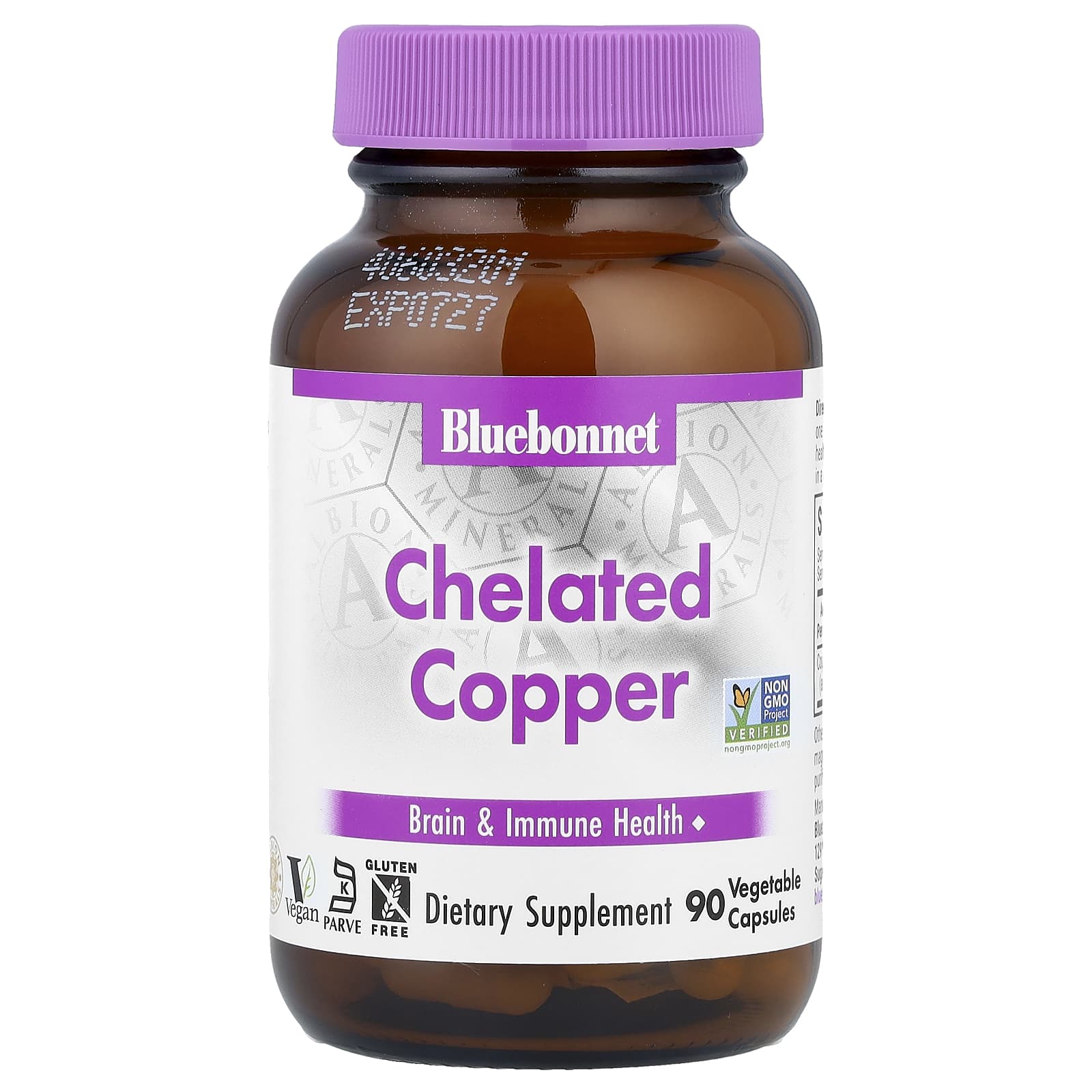 Bluebonnet Nutrition Chelated Copper for Brain & Immune Health - 90 Caps - Image 1