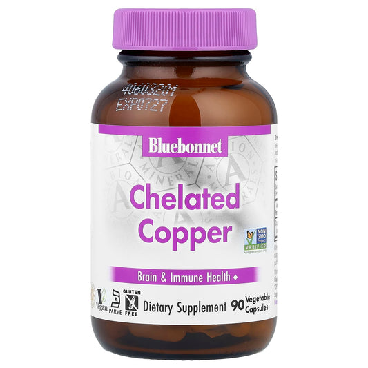 Bluebonnet Nutrition Chelated Copper for Brain & Immune Health - 90 Caps - Image 1