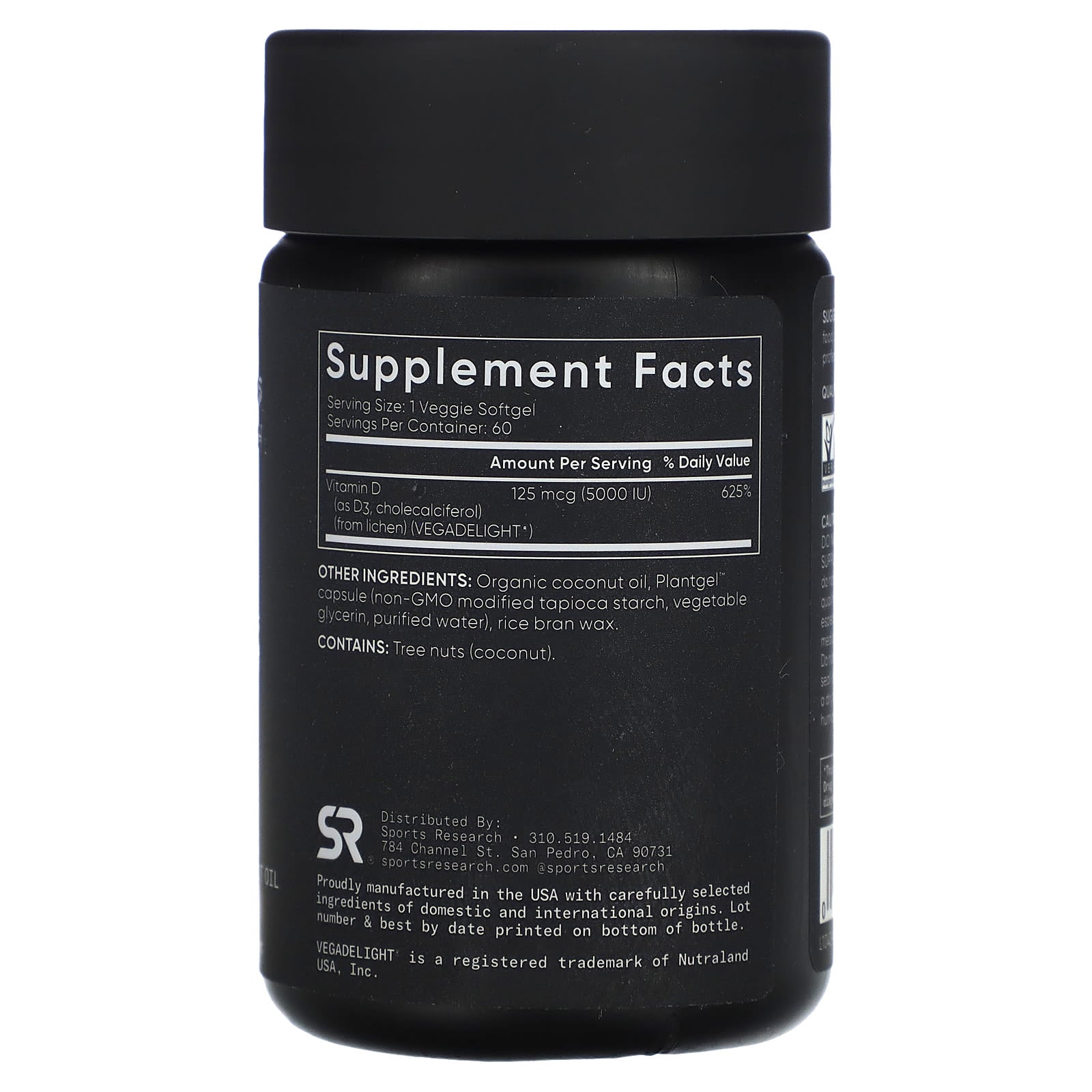 Sports Research, Vegan Vitamin D3, 125 mcg (5,000 IU), 60 Veggie Softgels - Image 2