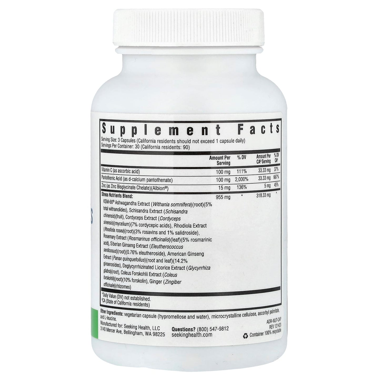 Seeking Health, Stress Nutrients, 90 Vegetarian Capsules - Image 2